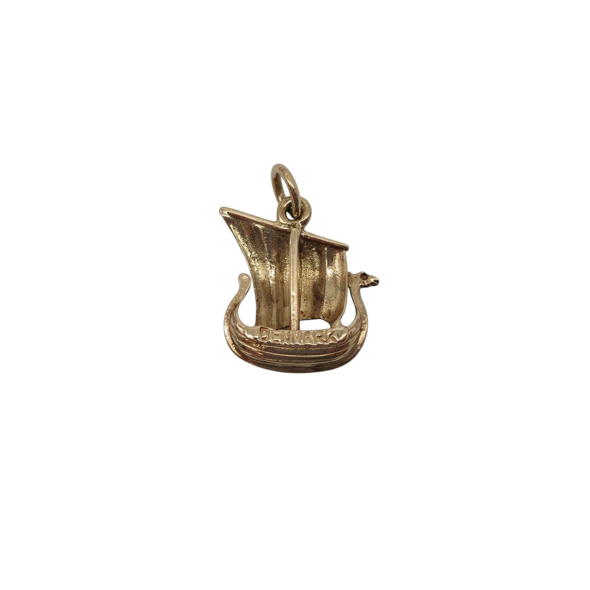 14ct Yellow Gold Viking Longboat Charm L 1.3 cm 1.4 g.