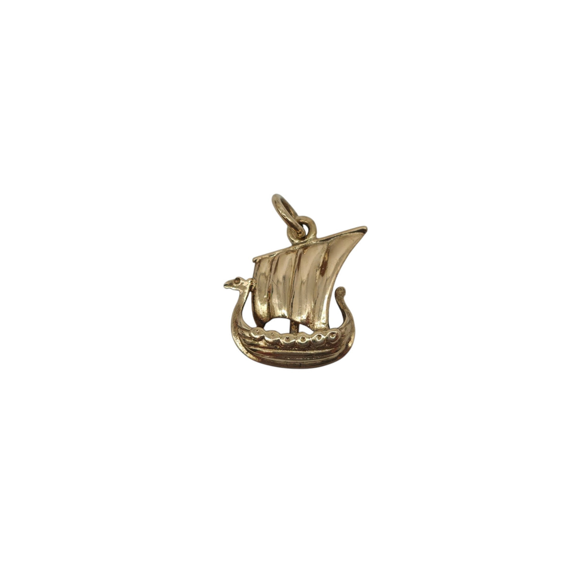 14ct Yellow Gold Viking Longboat Charm L 1.3 cm 1.4 g.