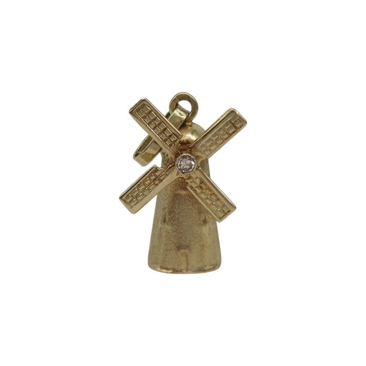14ct 585 Yellow Gold & Diamond Windmill Charm L 1.7 cm 1.3 g.