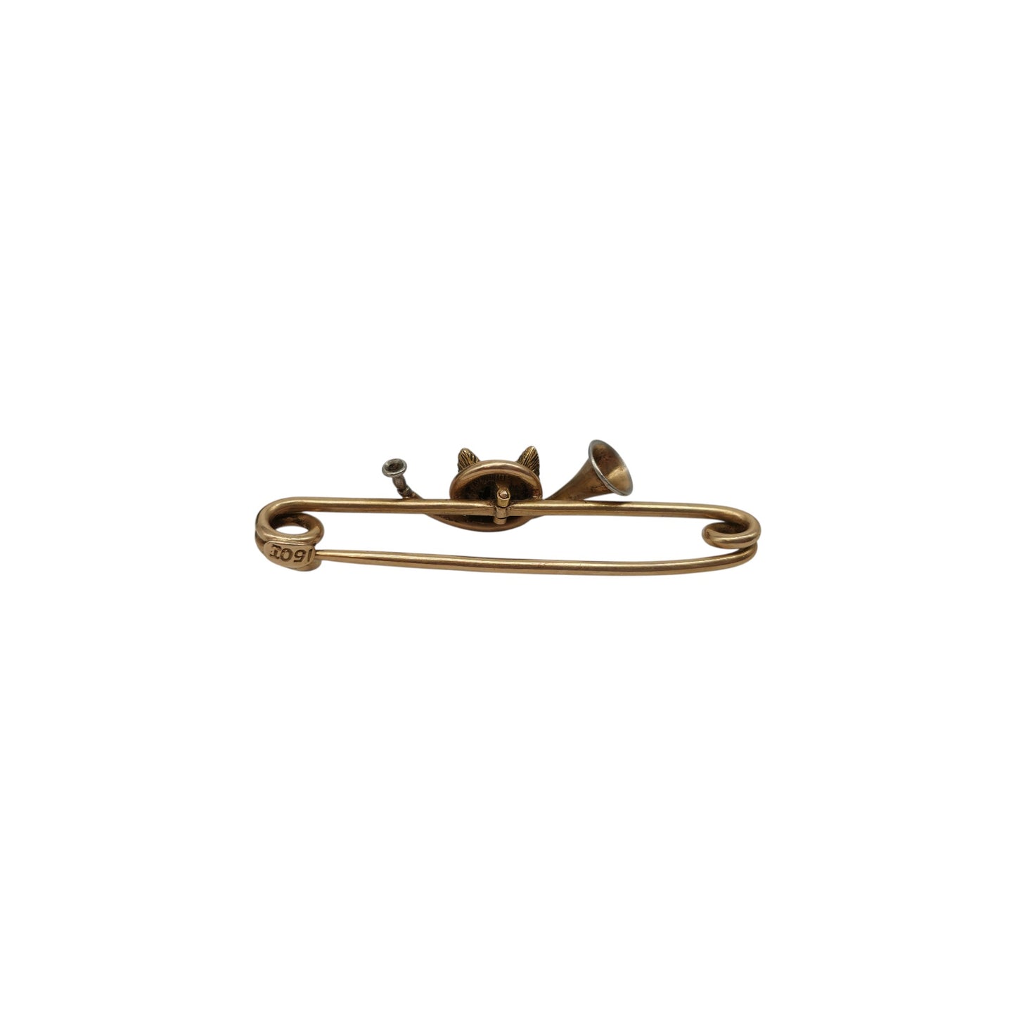 Antique 15ct Yellow Gold Fox Head Brooch With Ruby Eyes c.1900 L 4.0 cm 3.5 g.