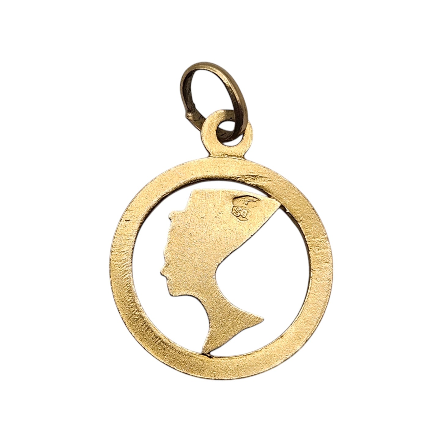 17ct Yellow Gold Nefertiti Pendant L 1.8 cm 2.4 g.
