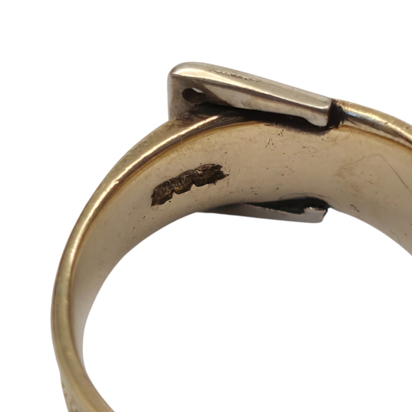 18ct 750 Yellow Gold Buckle Ring With Diamonds 1971 Size N 1/2 5.7 g.