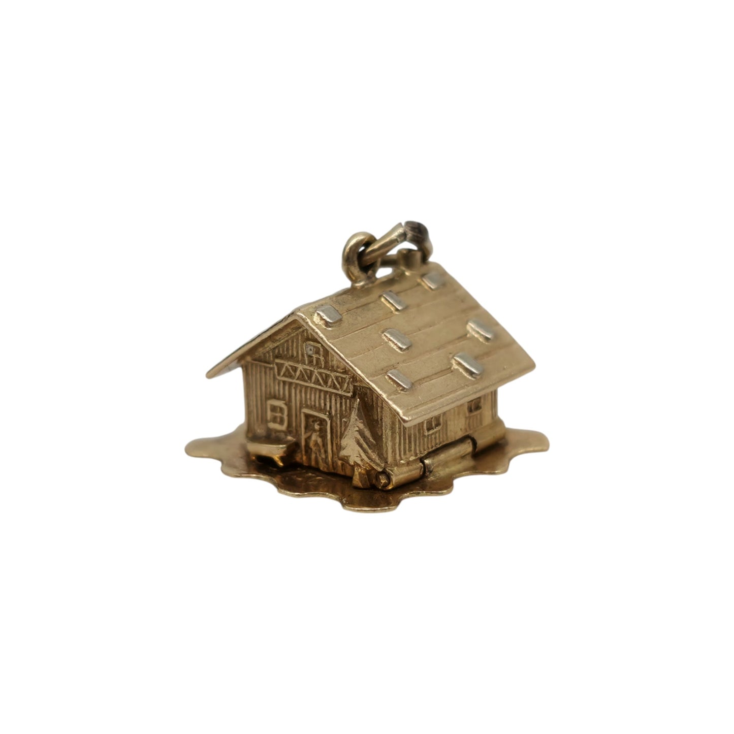 18ct 750 Yellow Gold & Enamel Chalet Opening Charm L 1.2 cm 3.1 g.
