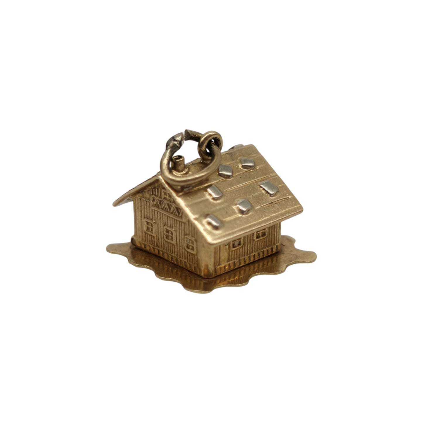 18ct 750 Yellow Gold & Enamel Chalet Opening Charm L 1.2 cm 3.1 g.