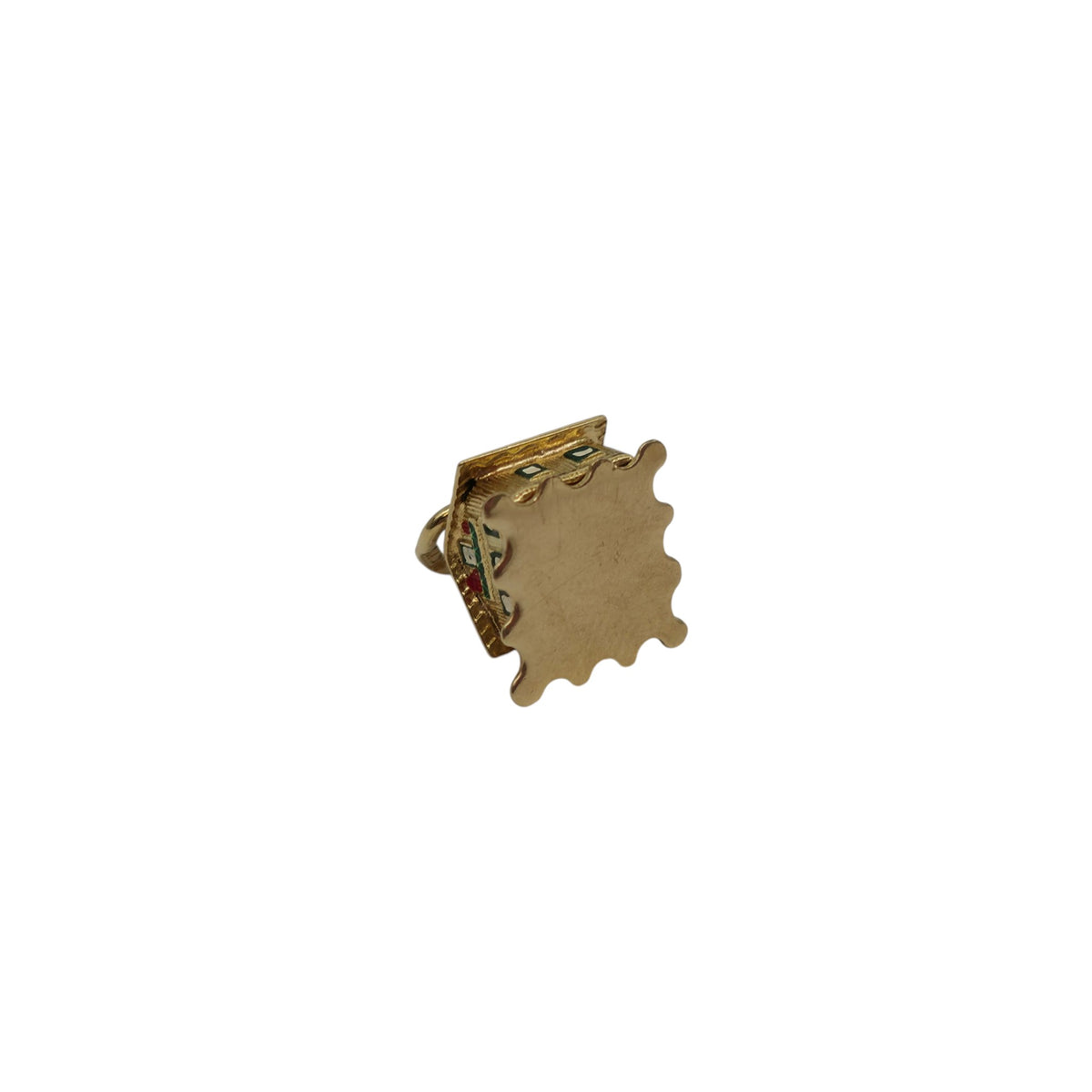 18ct 750 Yellow Gold & Enamel Christmas Chalet Opening Charm L 1.2 cm 3.6 g.