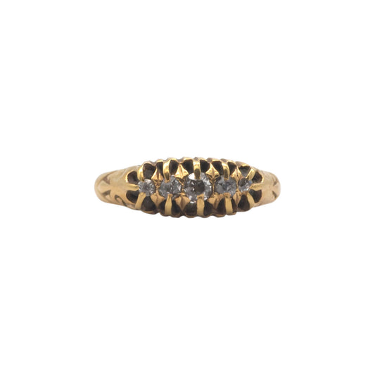 18ct 750 yellow gold five-stone Diamond ring