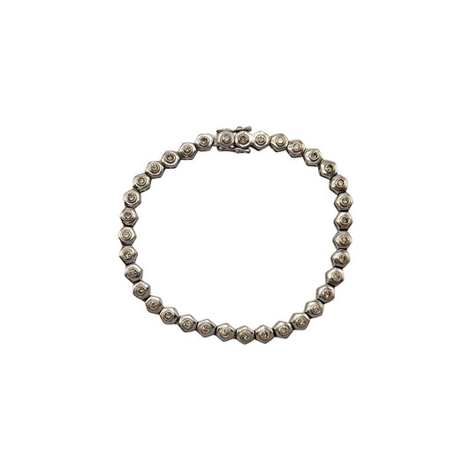 Ladies 18ct 750 White Gold Diamond Bracelet L 18.7 cm 23.3 g.