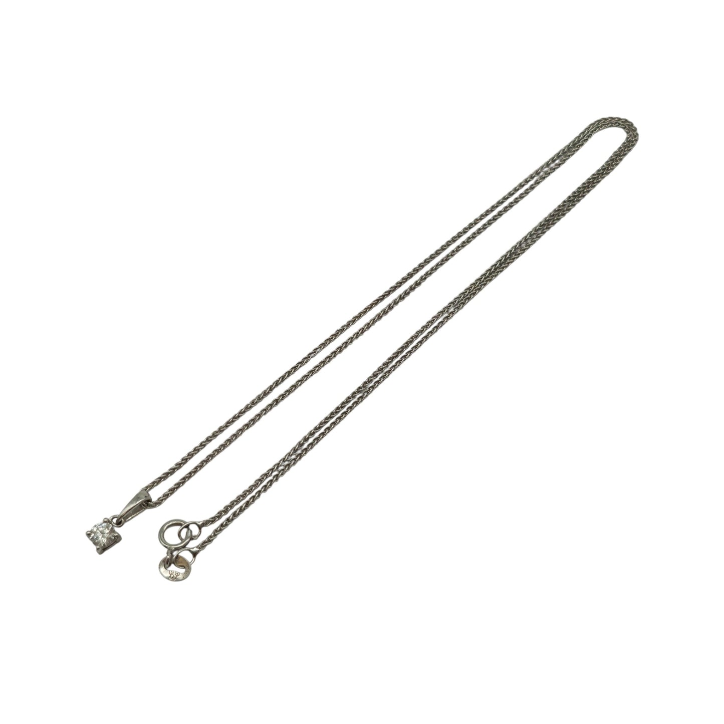 18ct 750 White Gold Diamond Pendant On Chain L 40.6 cm 2.4 g.