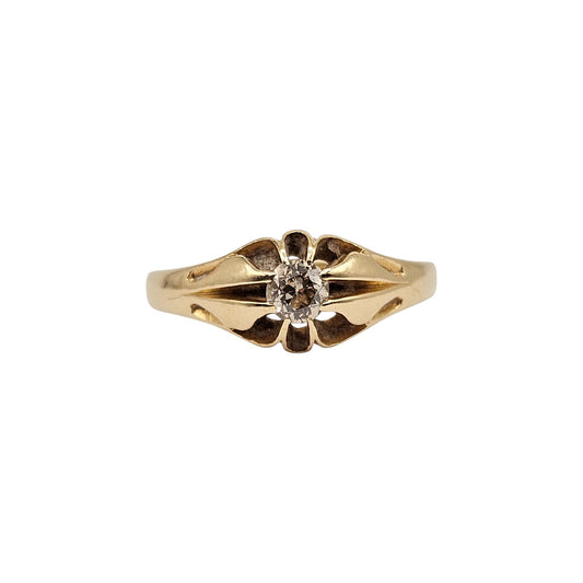 Antique 18ct 750 Yellow Gold Solitaire Diamond Ring 1911 Size R, 4.7 g.