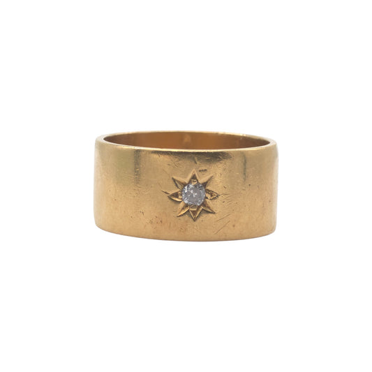 18ct gold wide Pinky Ring set with a Diamond
