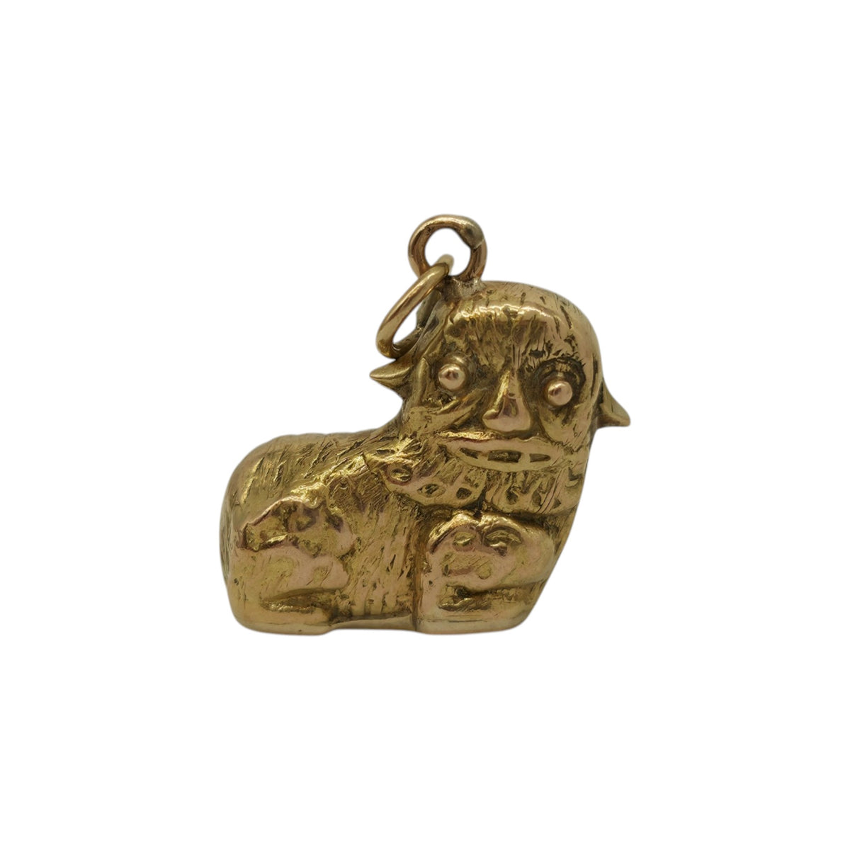 Chinese 18ct Yellow Gold Dog Charm L 1.4 cm 1.8 g.