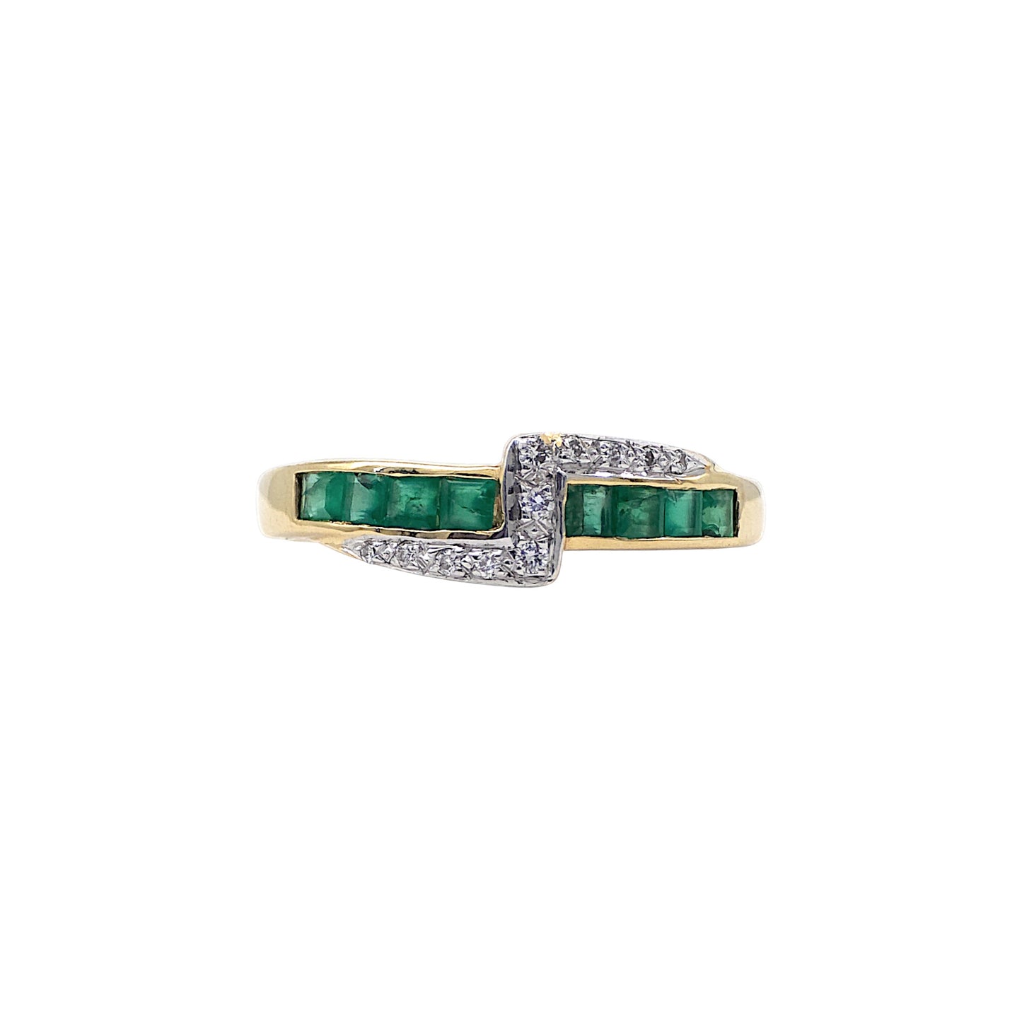 18ct gold Ring set with Emeralds and Diamonds
