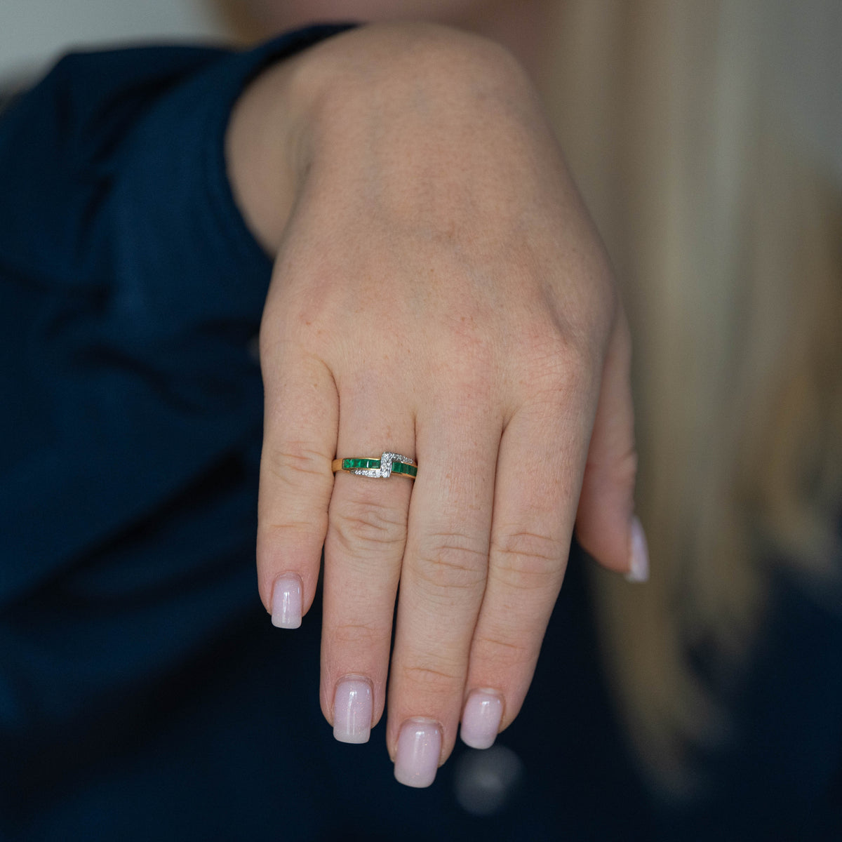 18ct 750 Yellow Gold Emeralds & Diamonds Ring 1998 Size K 1/2 2.8 g