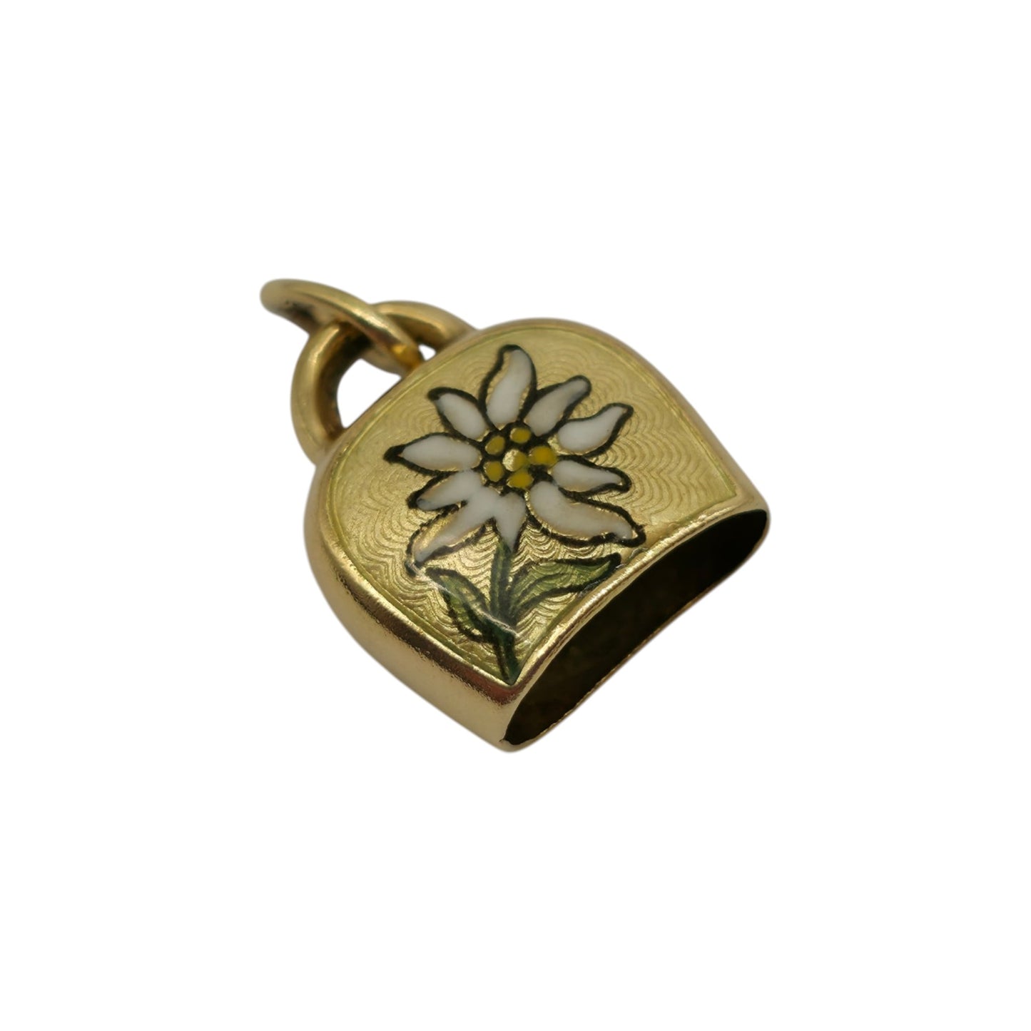 18ct 750 Yellow Gold & Enamel Bell Charm L 1.4 cm 2.1 g.