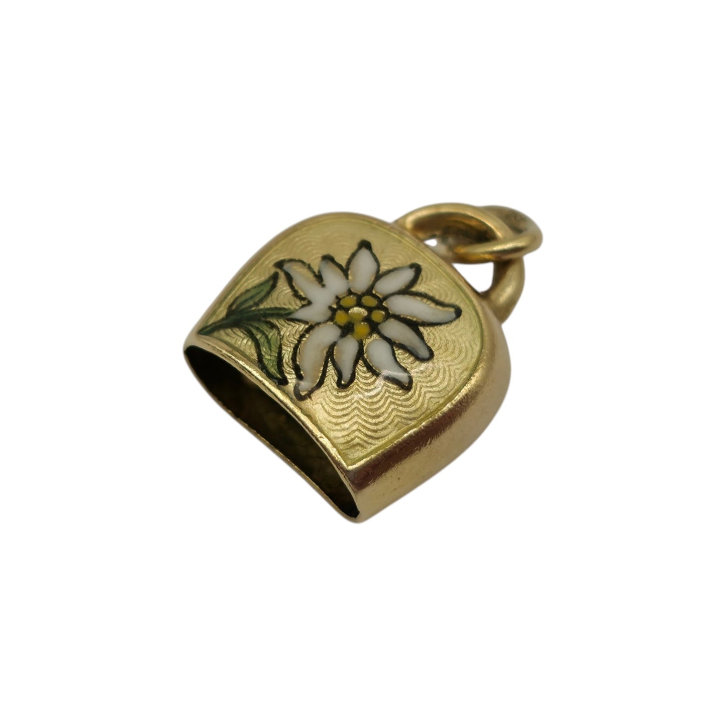 18ct 750 Yellow Gold & Enamel Bell Charm L 1.4 cm 2.1 g.