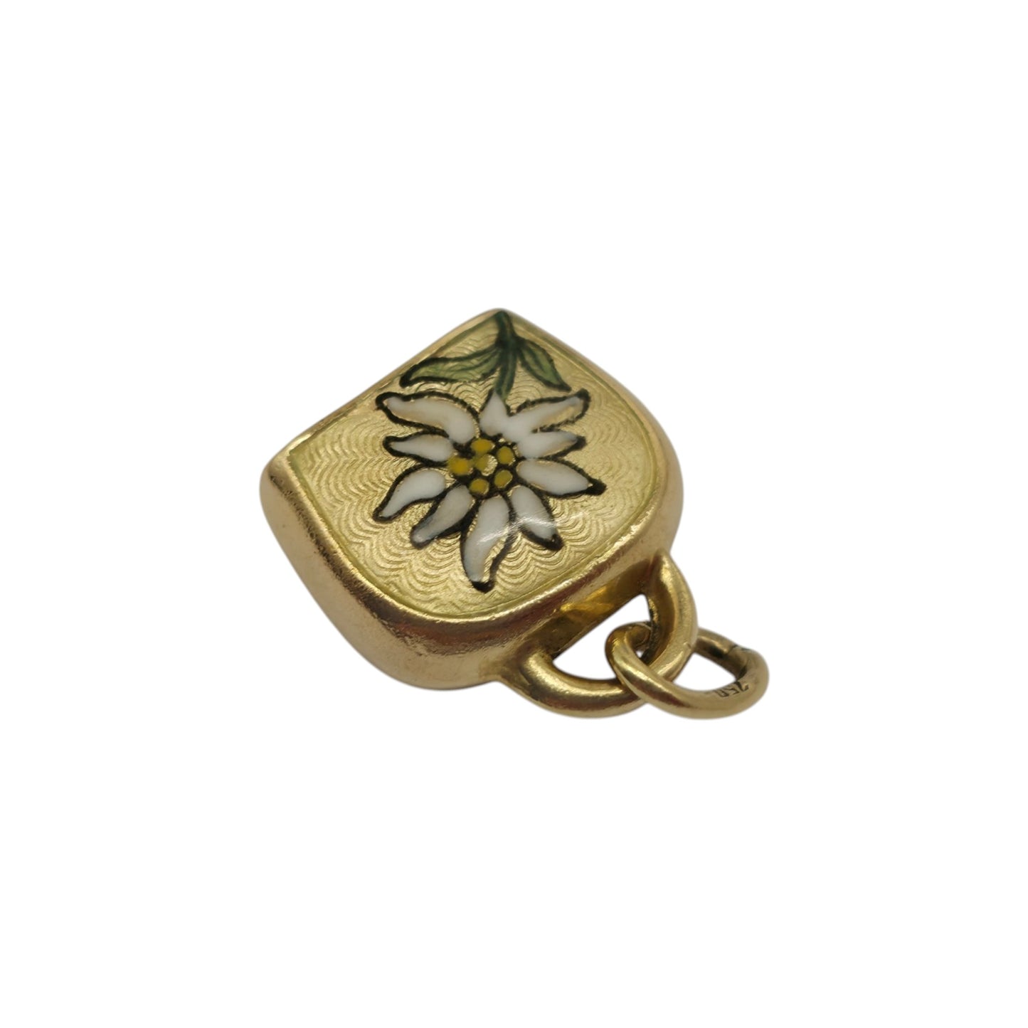 18ct 750 Yellow Gold & Enamel Bell Charm L 1.4 cm 2.1 g.