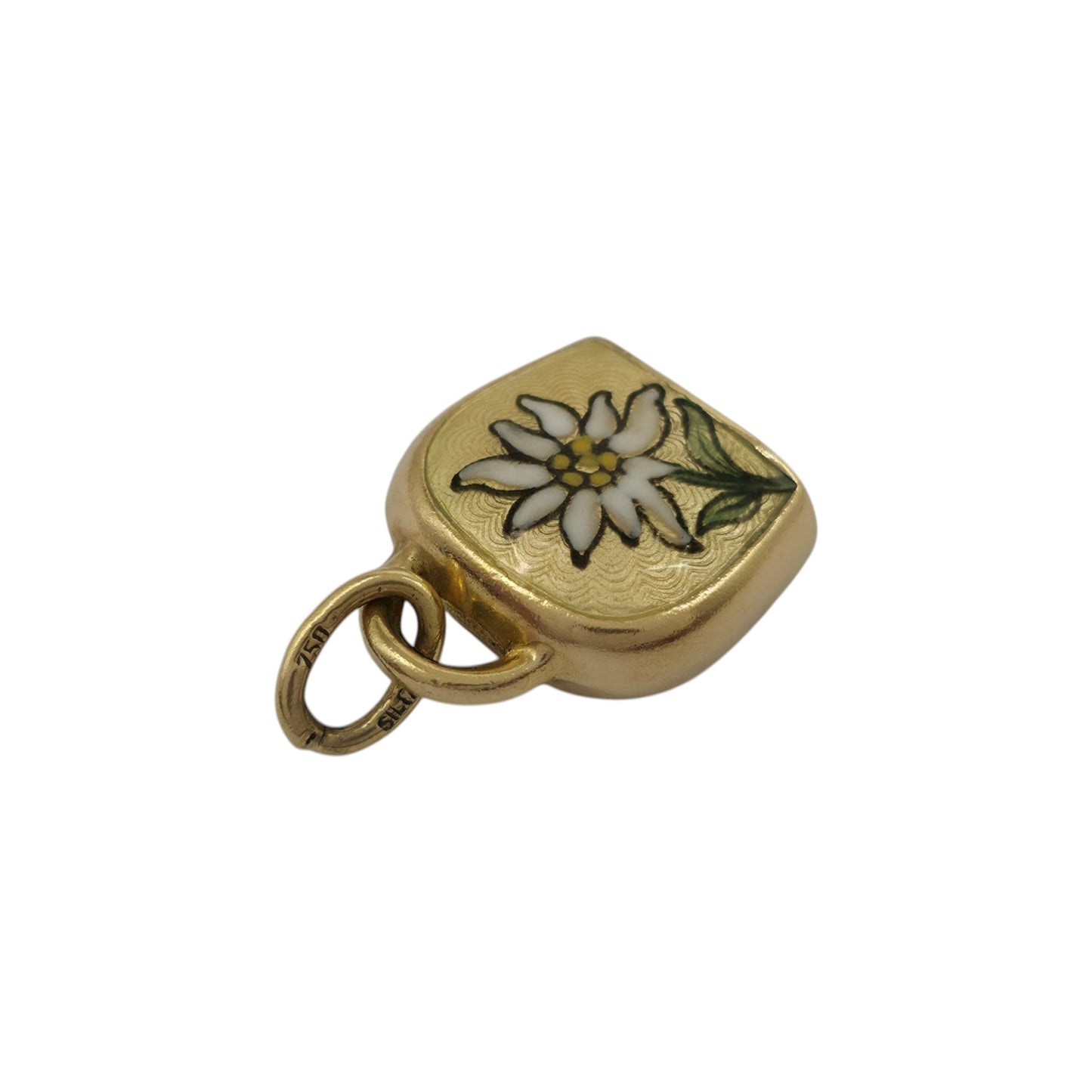18ct 750 Yellow Gold & Enamel Bell Charm L 1.4 cm 2.1 g.