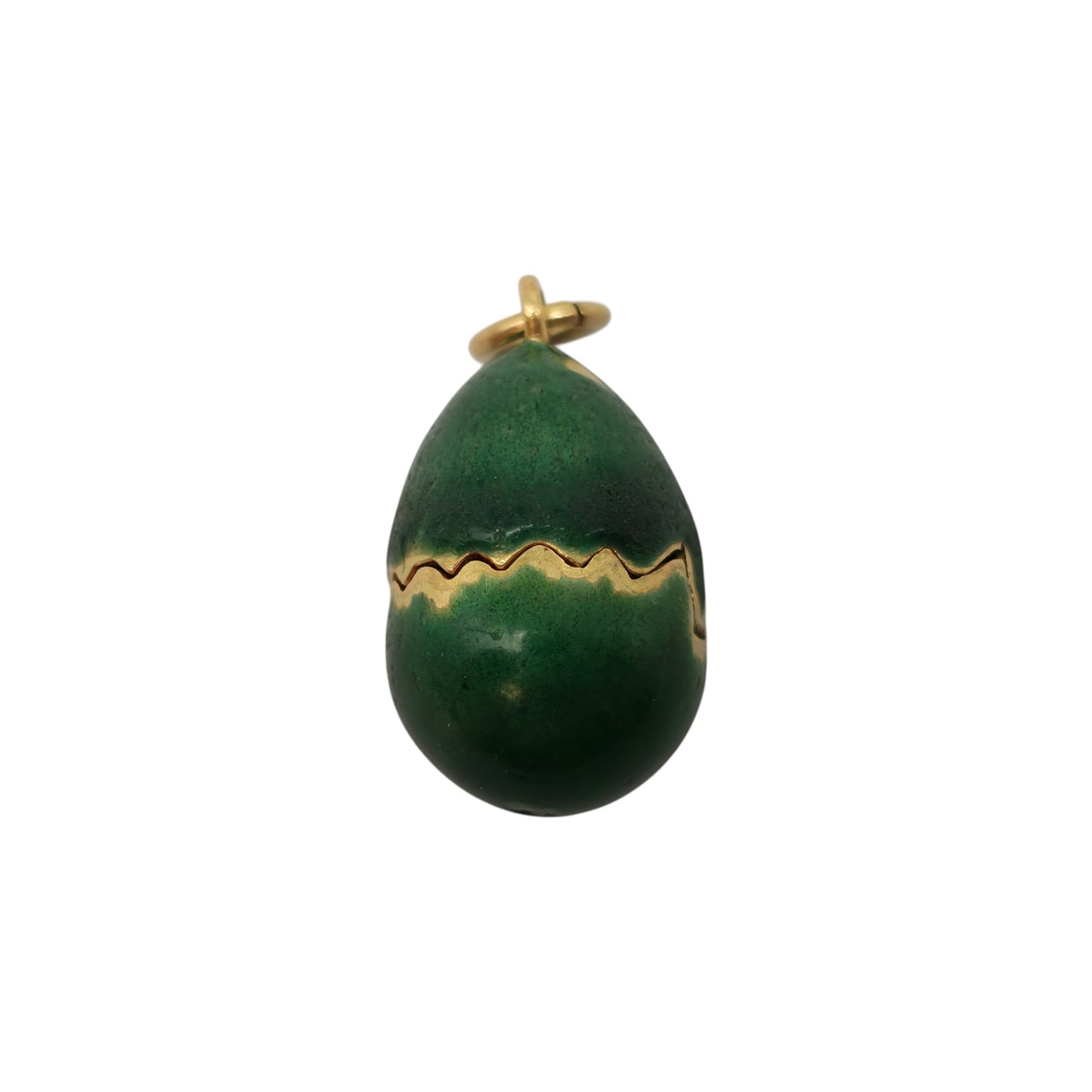 Unusual 18ct Yellow Gold & Enamel Chick Inside Egg Opening Charm L 1.9 cm 9.7 g.