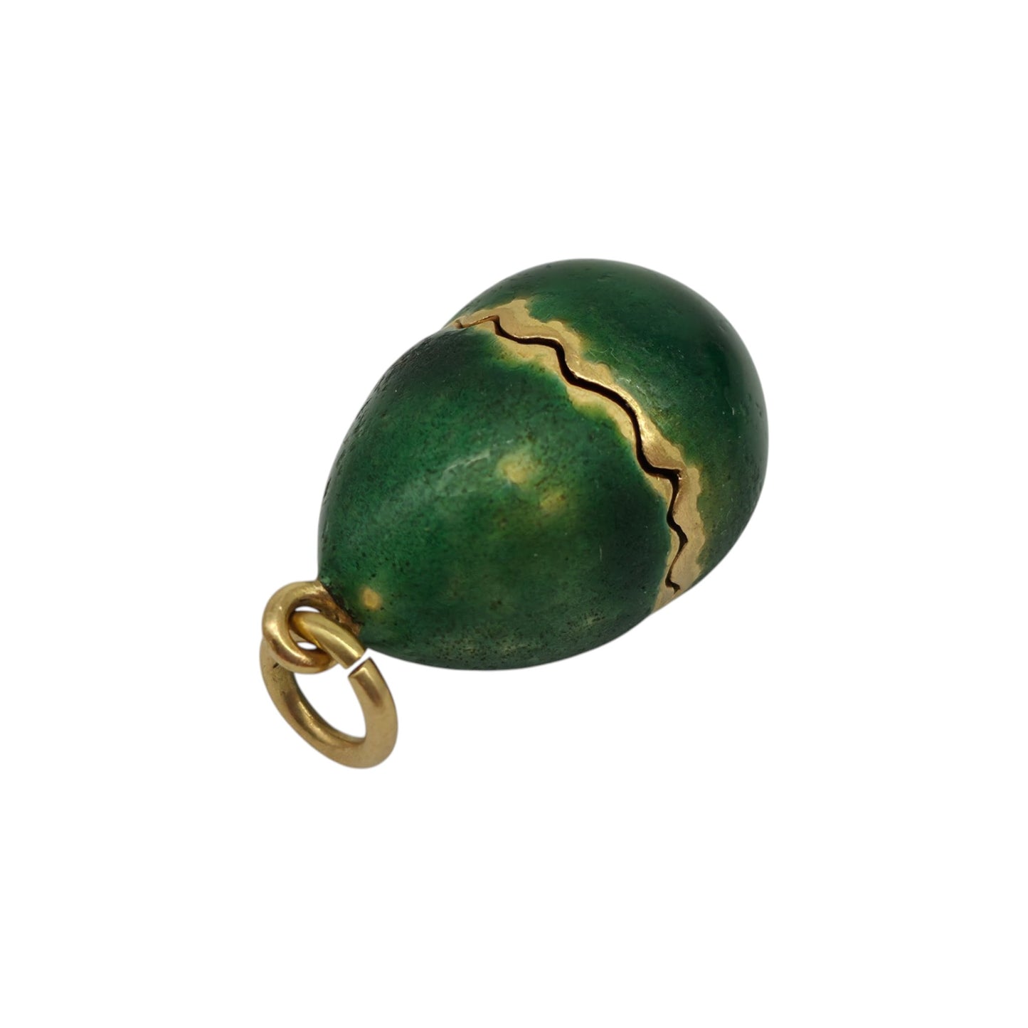 Unusual 18ct Yellow Gold & Enamel Chick Inside Egg Opening Charm L 1.9 cm 9.7 g.