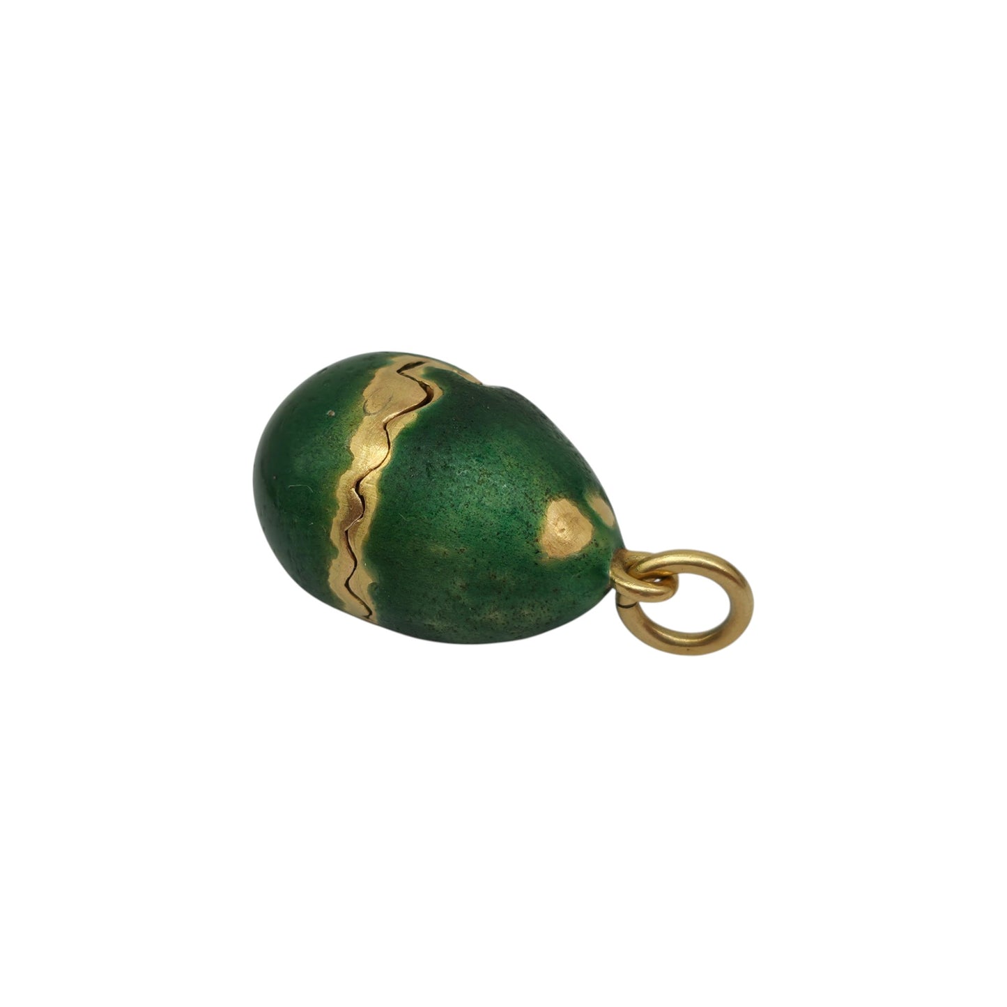 Unusual 18ct Yellow Gold & Enamel Chick Inside Egg Opening Charm L 1.9 cm 9.7 g.