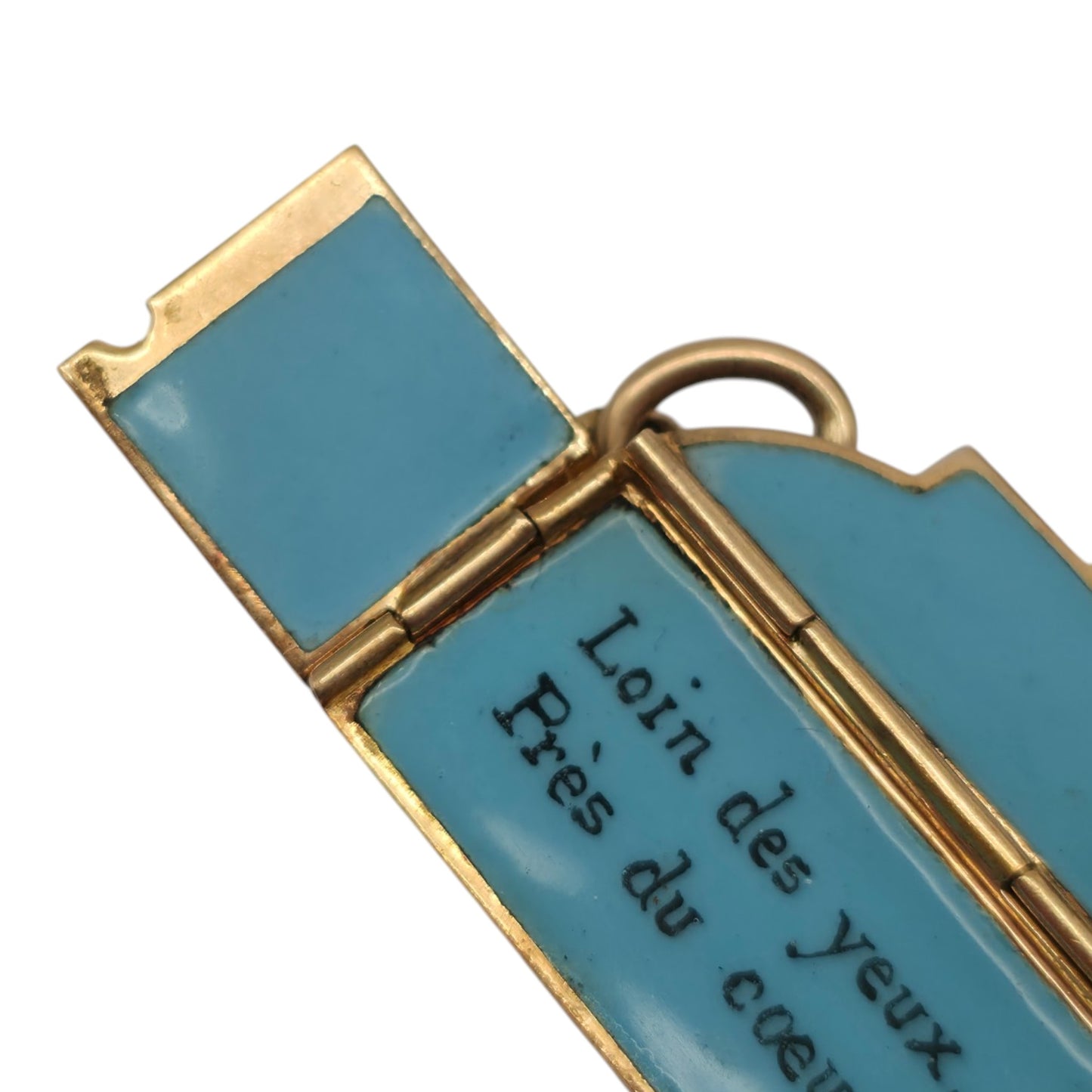 Scarce French 18ct Gold & Enamel Opening Letter Charm L 2.1 cm 3.8 g.