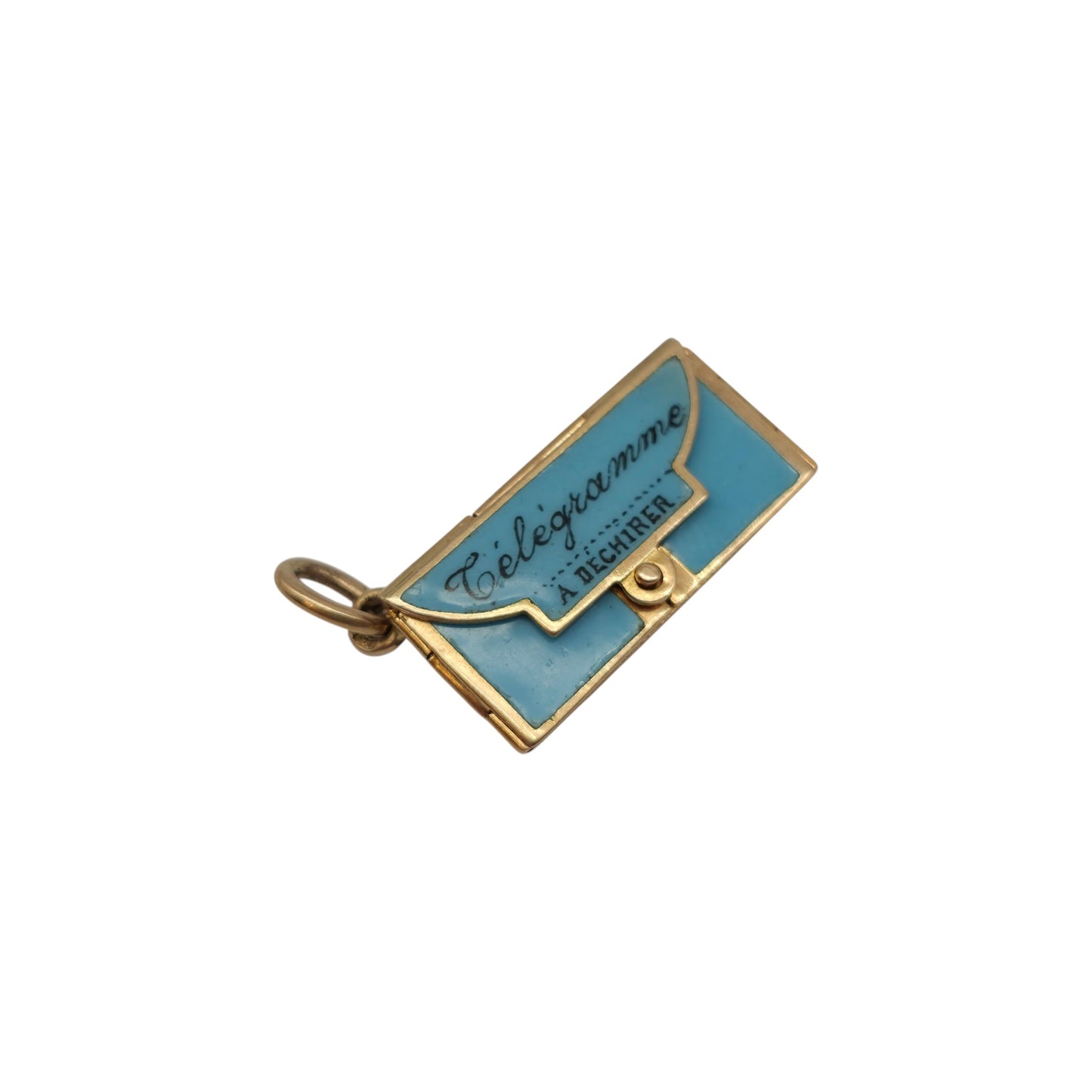 Scarce French 18ct Gold & Enamel Opening Letter Charm L 2.1 cm 3.8 g.