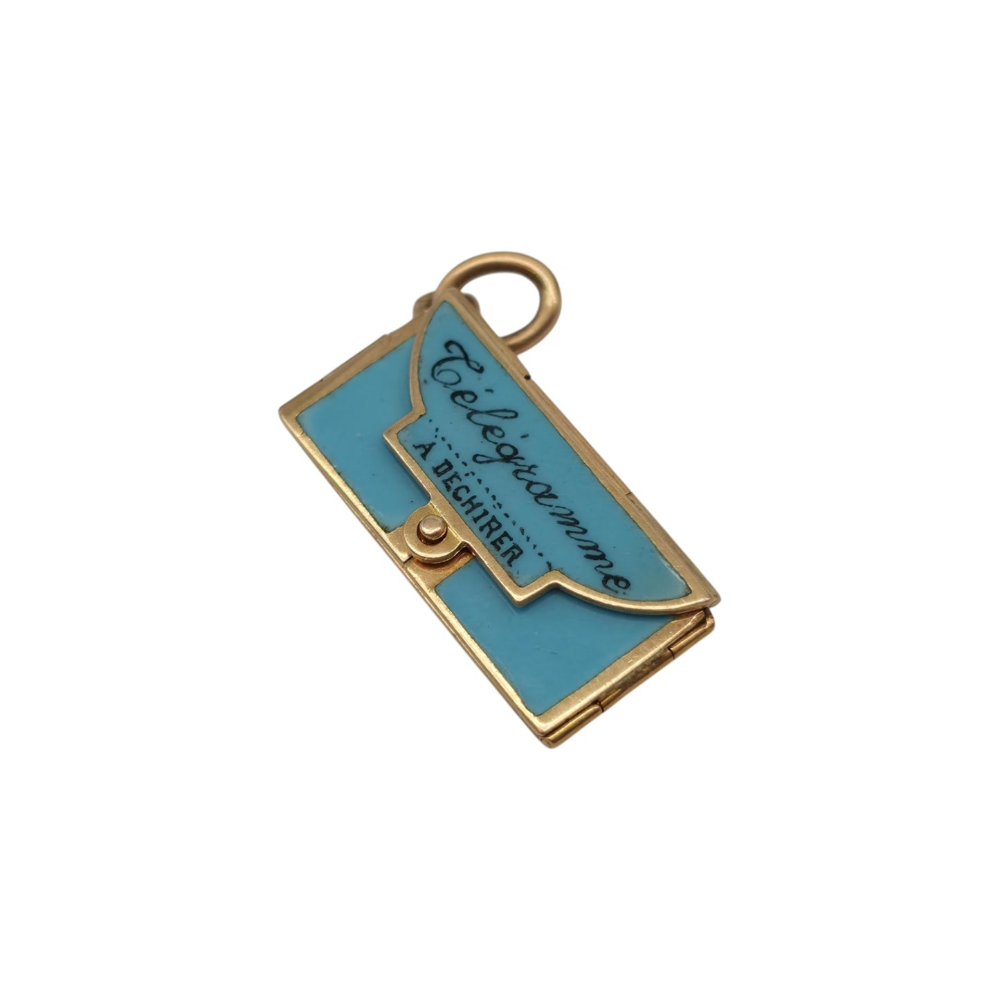 Scarce French 18ct Gold & Enamel Opening Letter Charm L 2.1 cm 3.8 g.
