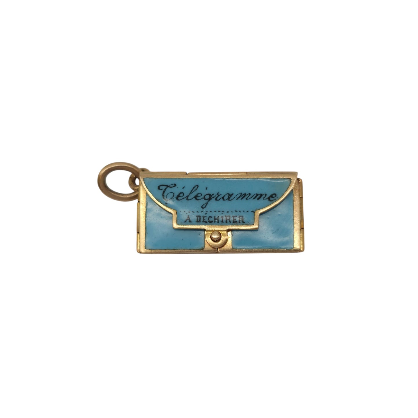 Scarce French 18ct Gold & Enamel Opening Letter Charm L 2.1 cm 3.8 g.