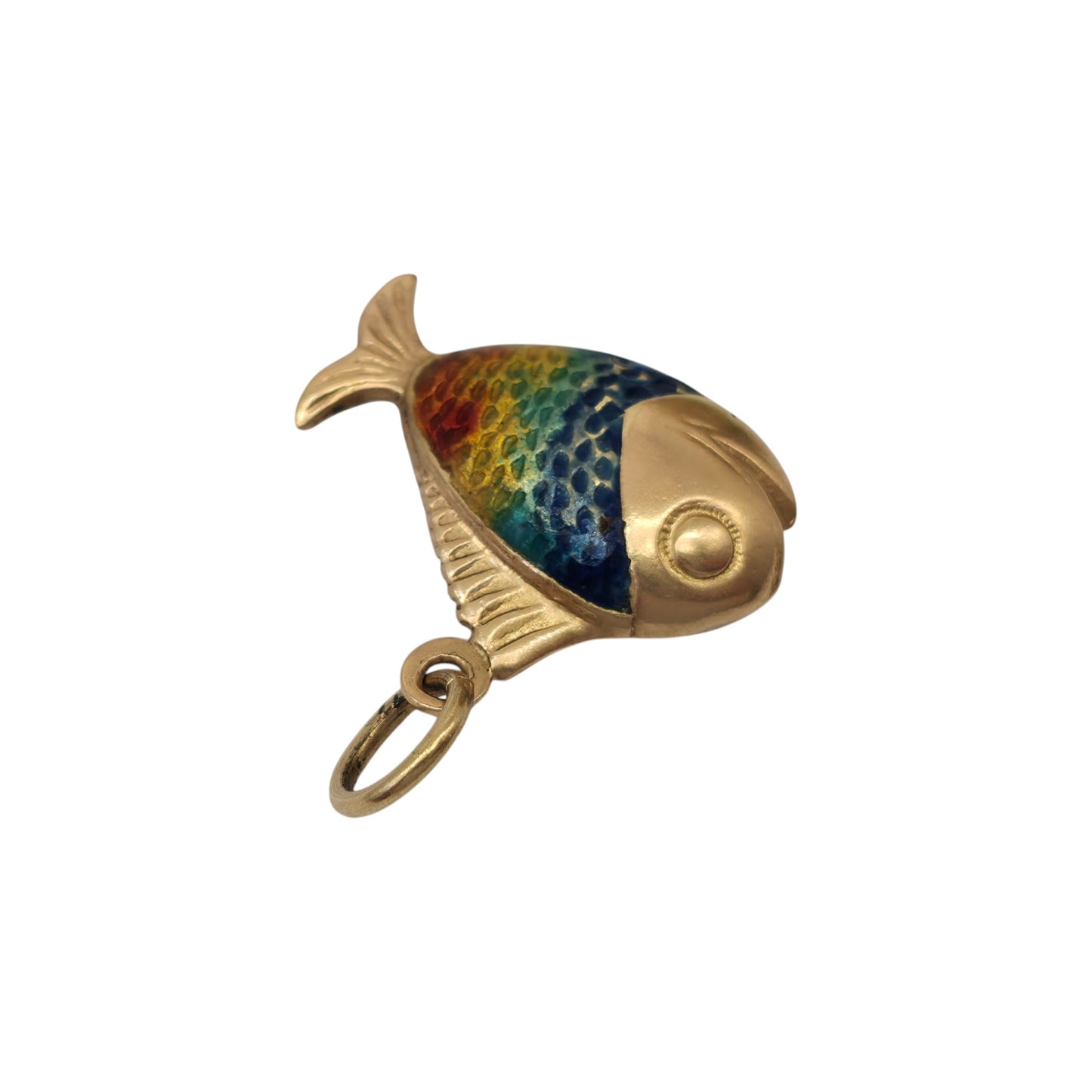 18ct Yellow Gold & Enamel Fish Charm L 2.0 cm 2.1 g.