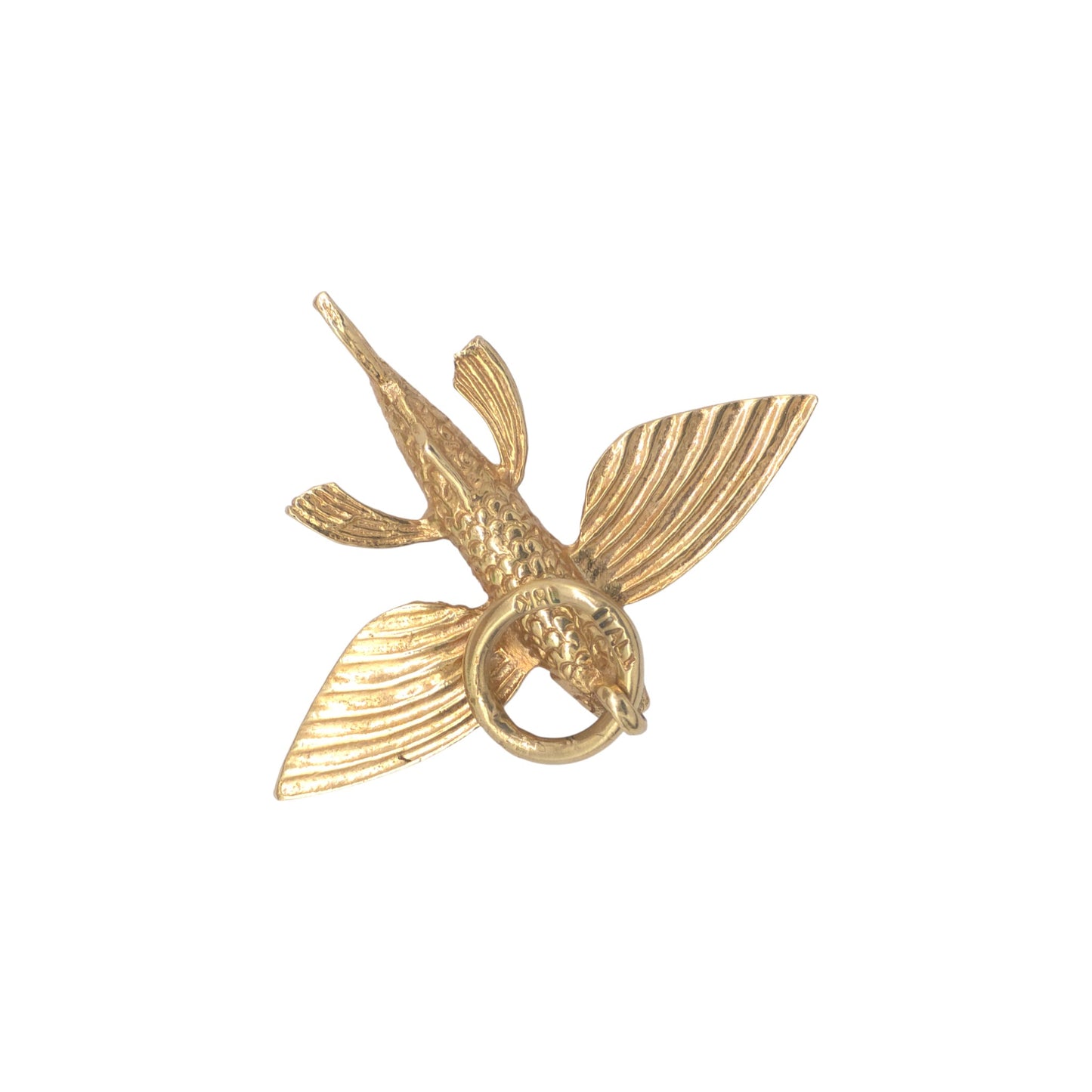 18ct Yellow Gold Flying Fish Pendant L 2.2 cm 4.6 g.