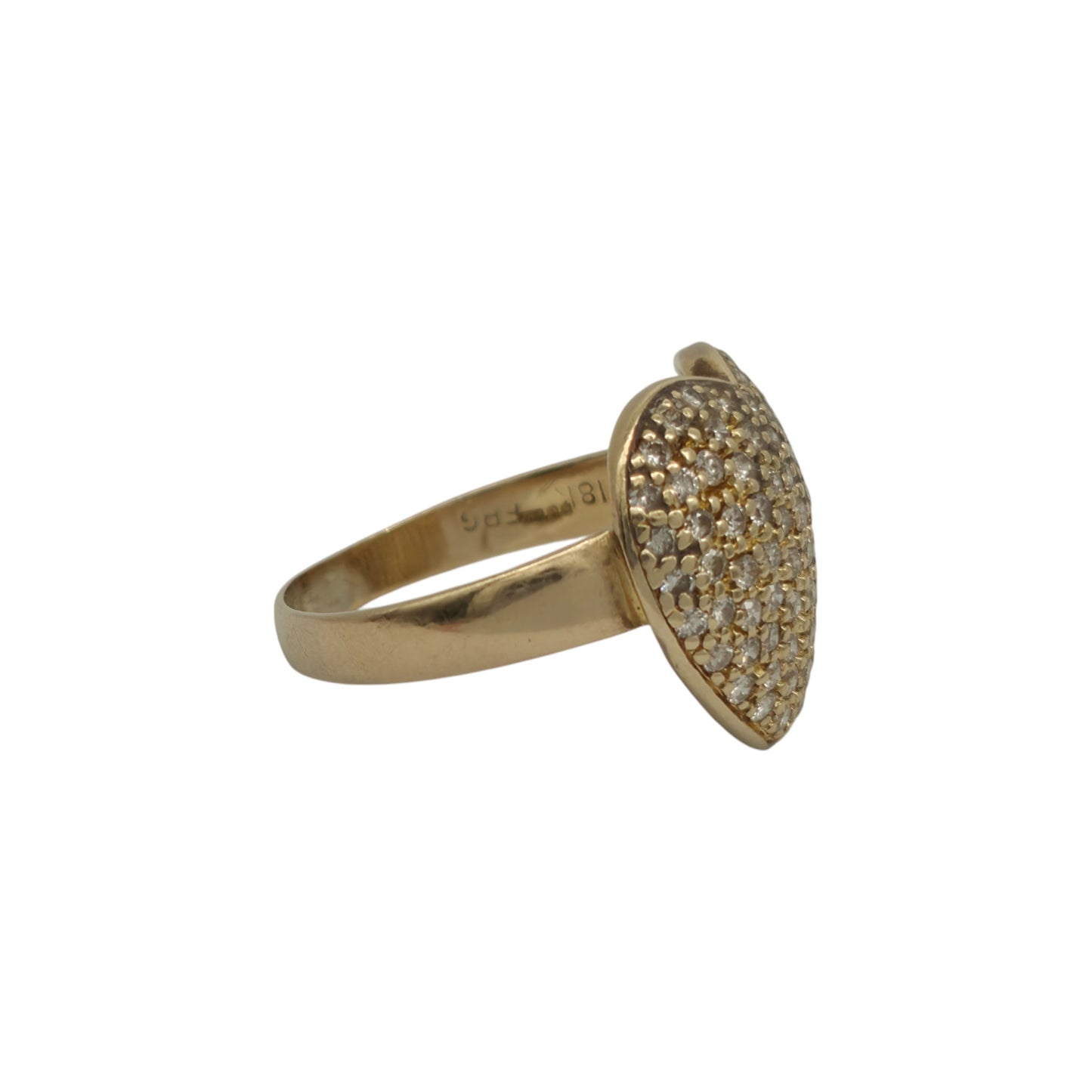 18ct 750 Yellow Gold Heart Shaped Diamond Ring 1998 Size O 1/2, 5.5 g.