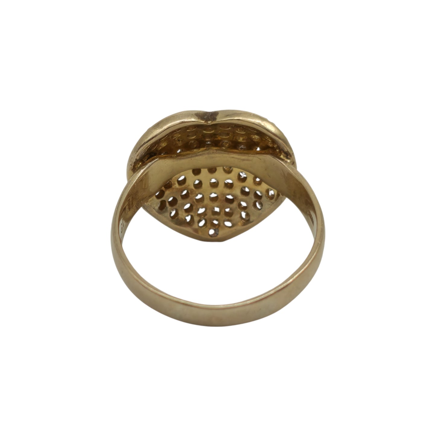 18ct 750 Yellow Gold Heart Shaped Diamond Ring 1998 Size O 1/2, 5.5 g.