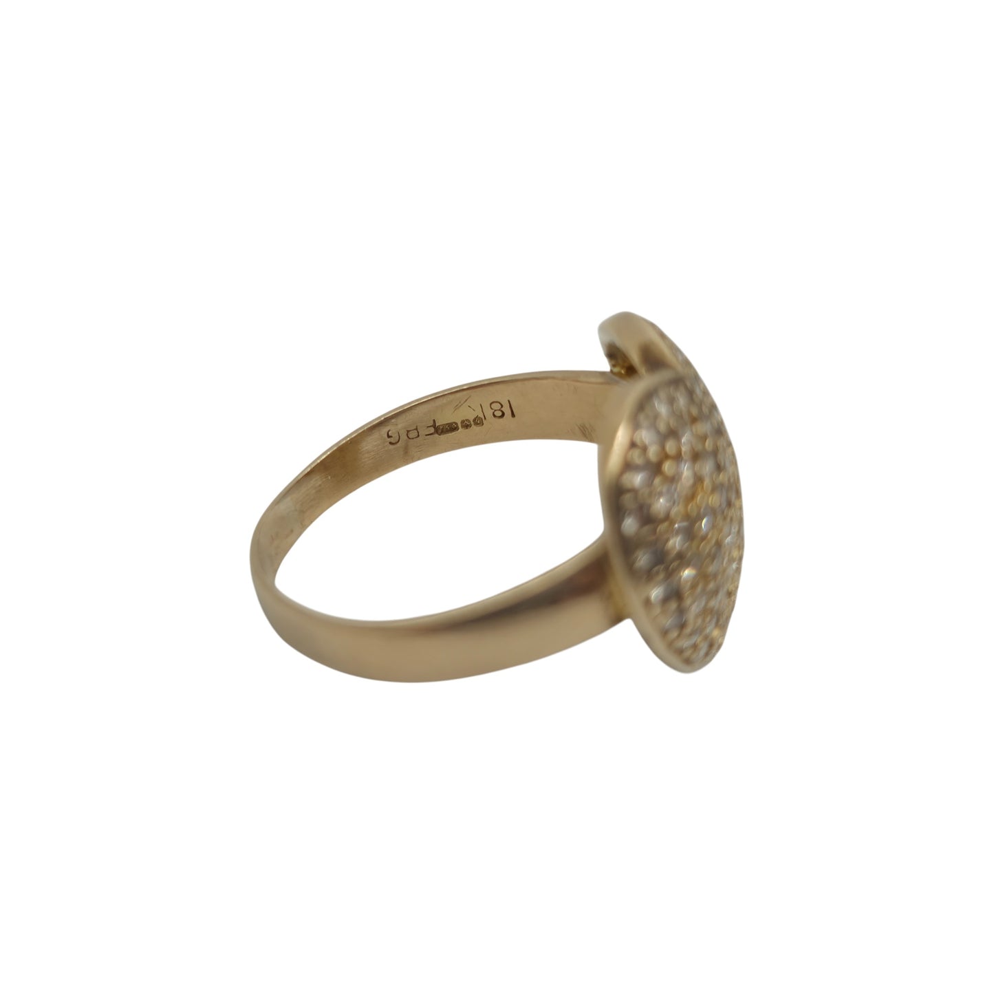 18ct 750 Yellow Gold Heart Shaped Diamond Ring 1998 Size O 1/2, 5.5 g.