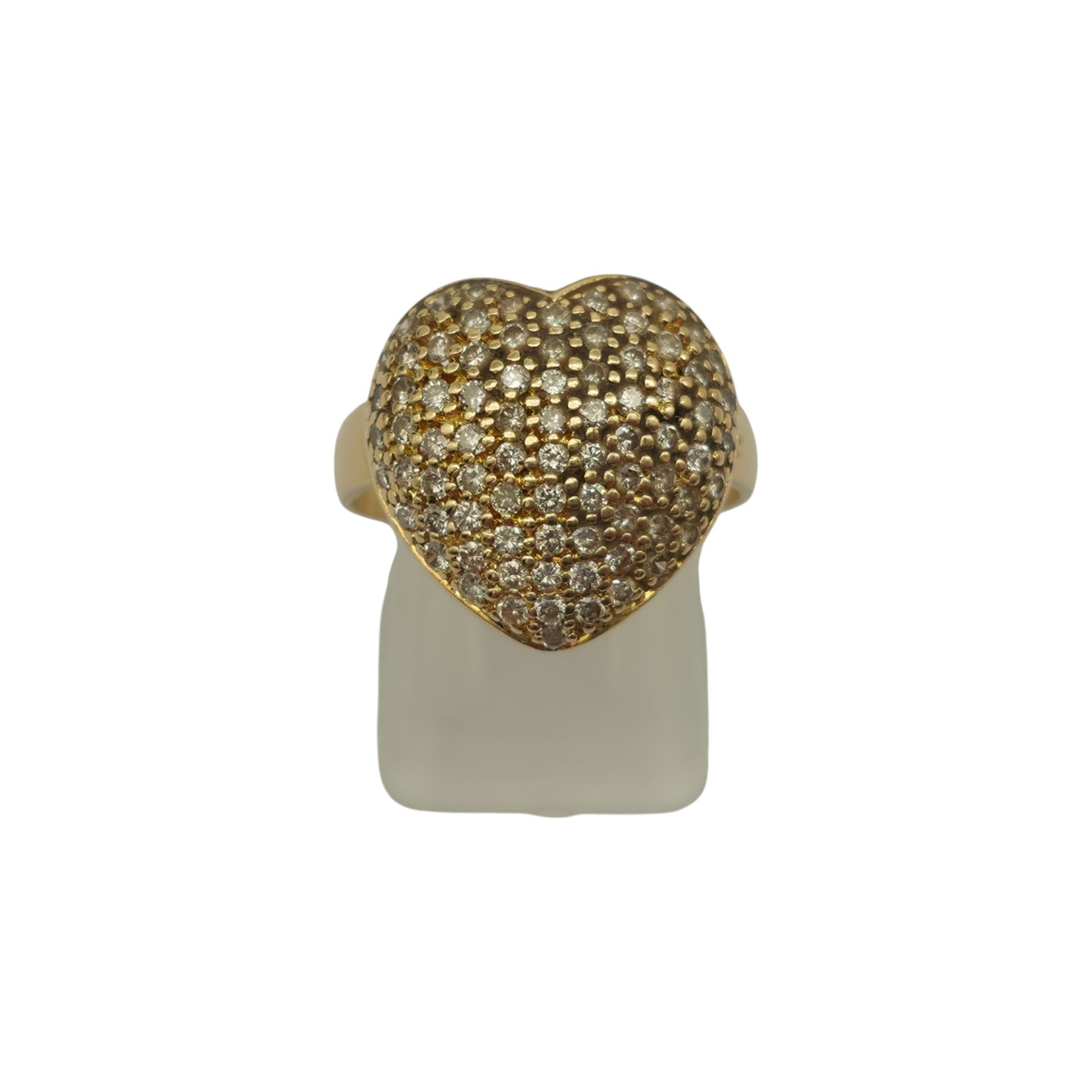 18ct 750 Yellow Gold Heart Shaped Diamond Ring 1998 Size O 1/2, 5.5 g.