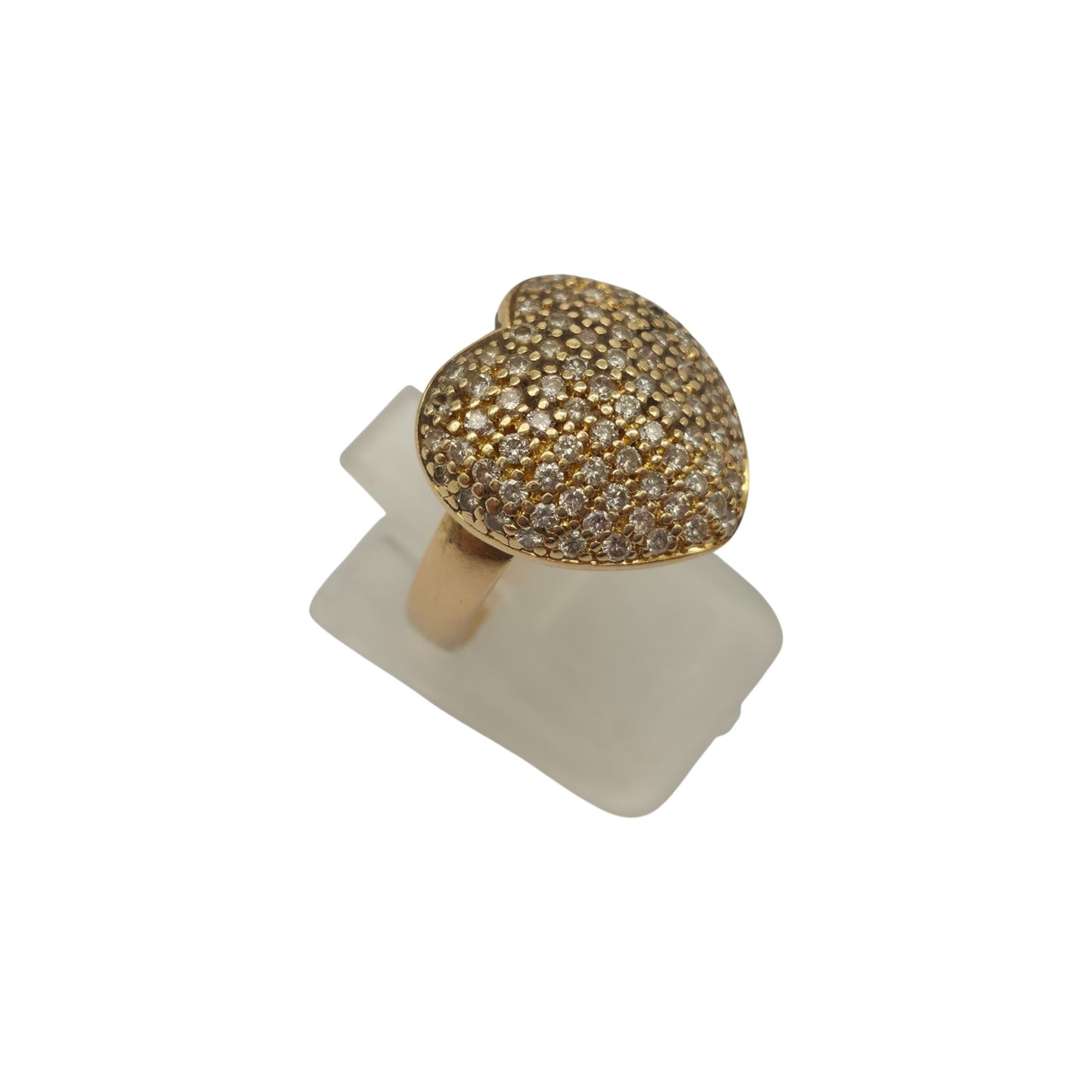 18ct 750 Yellow Gold Heart Shaped Diamond Ring 1998 Size O 1/2, 5.5 g.