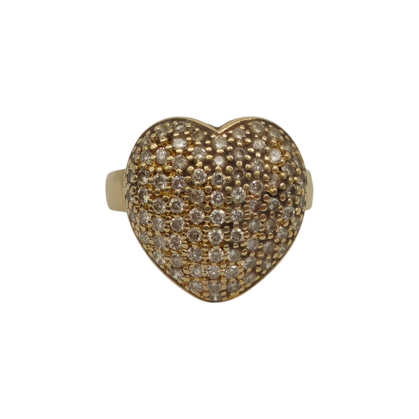 18ct 750 Yellow Gold Heart Shaped Diamond Ring 1998 Size O 1/2, 5.5 g.