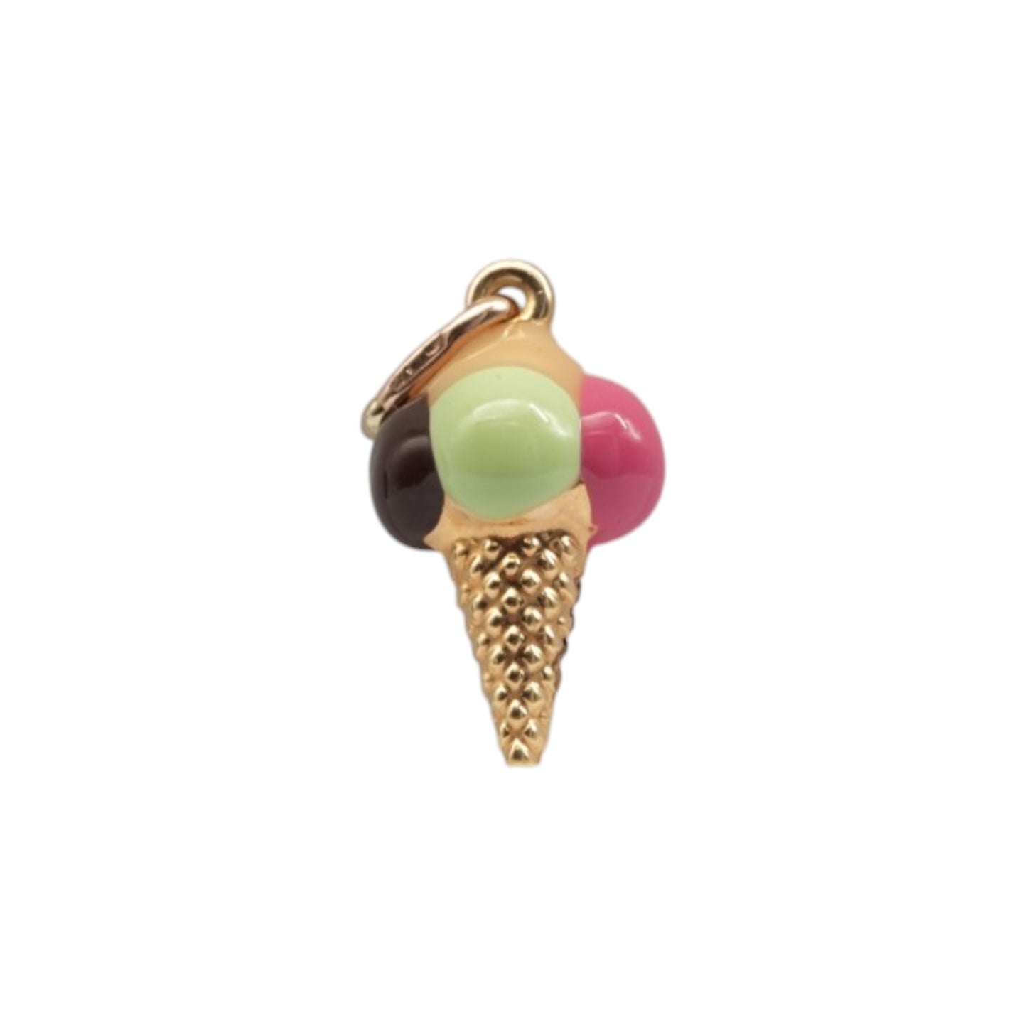 Unoaerre 18ct 750 Yellow Gold & Enamel Ice Cream Charm L 1.7 cm 0.9 g.