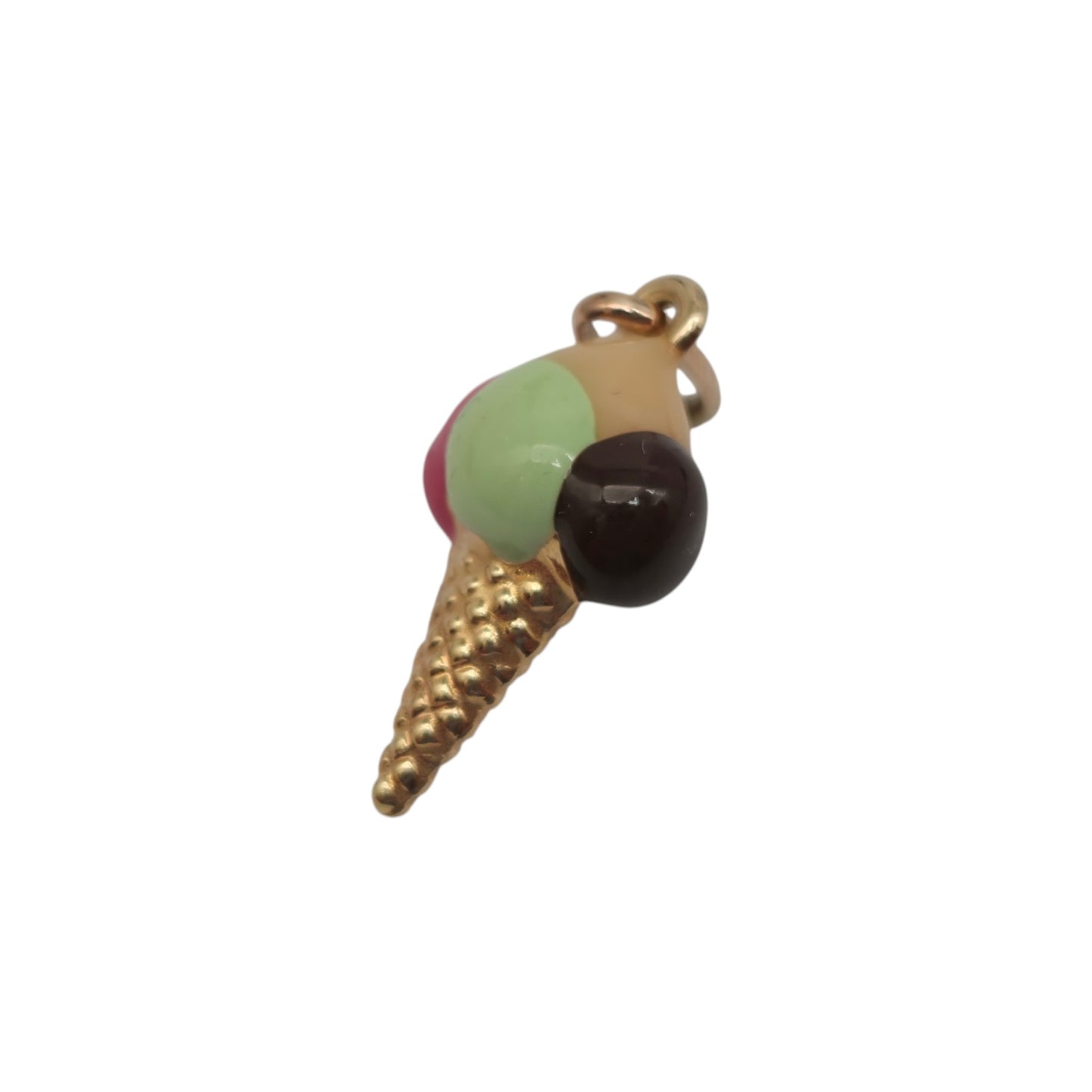 Unoaerre 18ct 750 Yellow Gold & Enamel Ice Cream Charm L 1.7 cm 0.9 g.