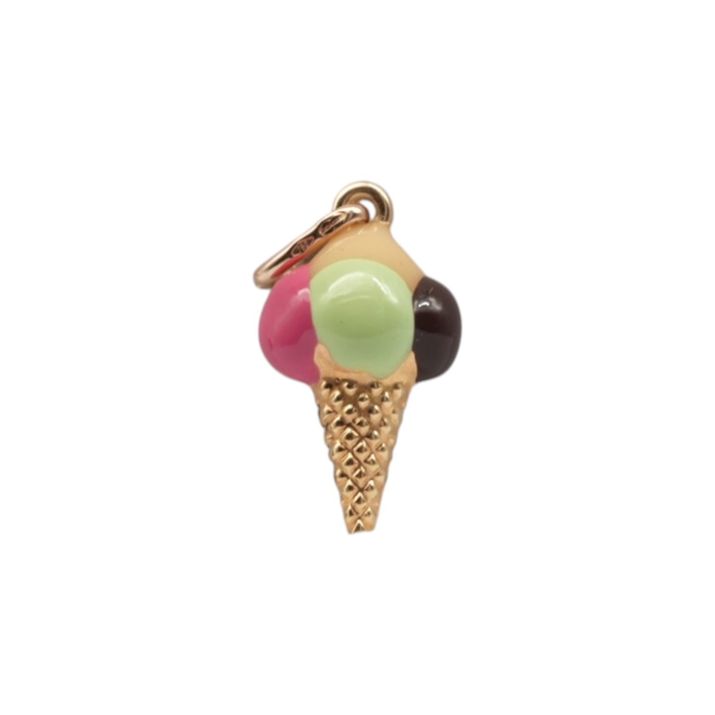 Unoaerre 18ct 750 Yellow Gold & Enamel Ice Cream Charm L 1.7 cm 0.9 g.