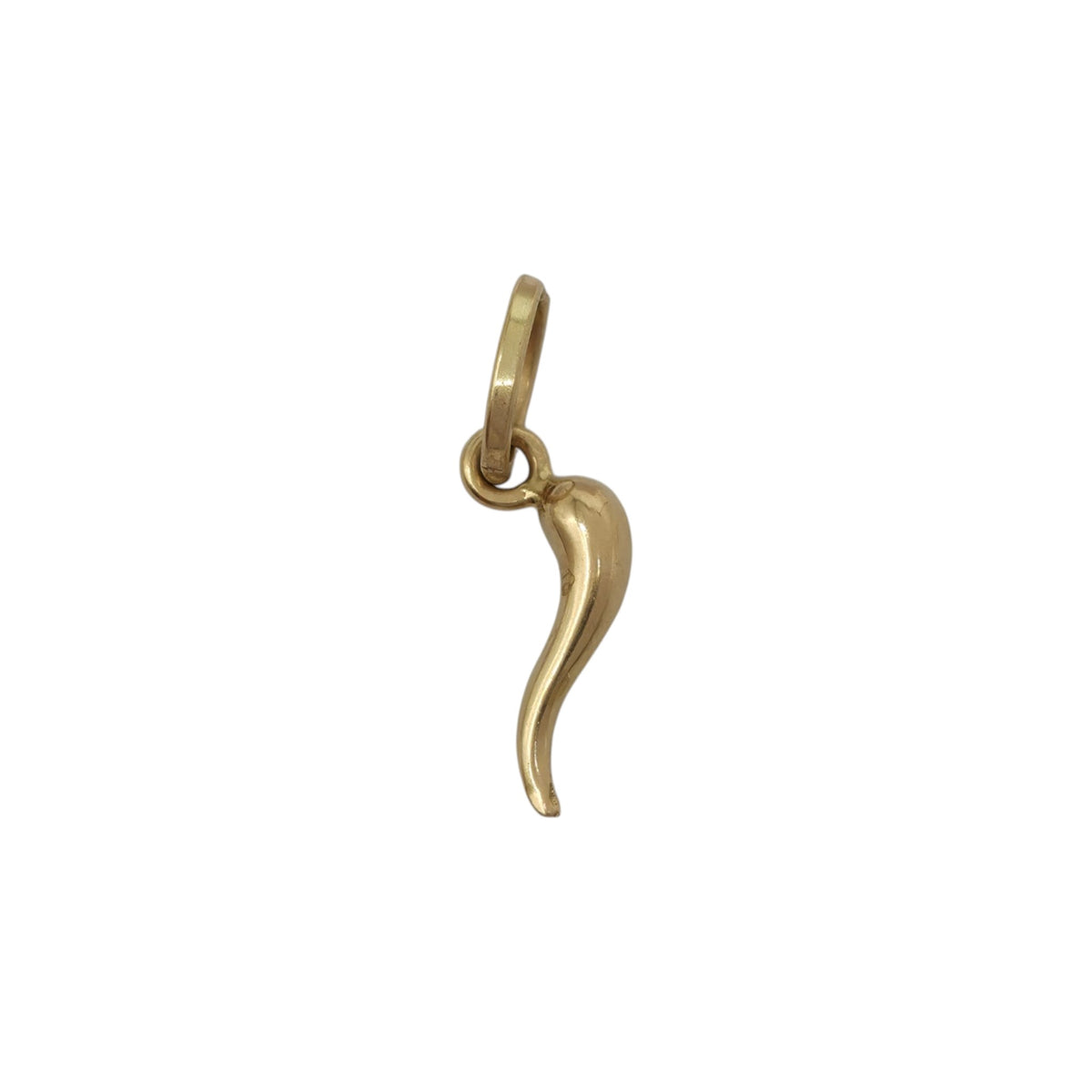 18ct Yellow Gold Italian Horn Cornicello Charm L 1.2 cm 0.5 g.