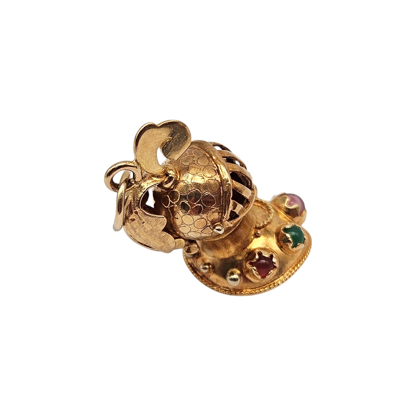 Heavy 18ct Yellow Gold Knight's Helmet Charm L 3.2 cm 6.1 g.
