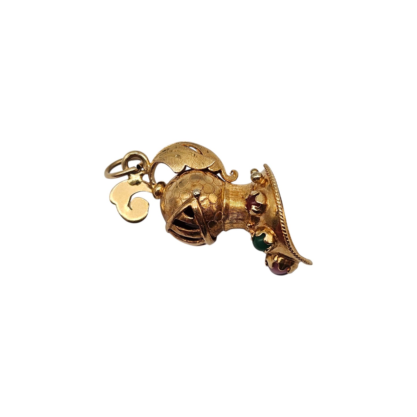 Heavy 18ct Yellow Gold Knight's Helmet Charm L 3.2 cm 6.1 g.