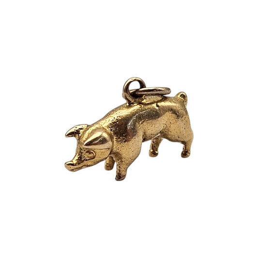 Cast 18ct Yellow Gold Pig Charm L 1.4 cm 2.5 g.