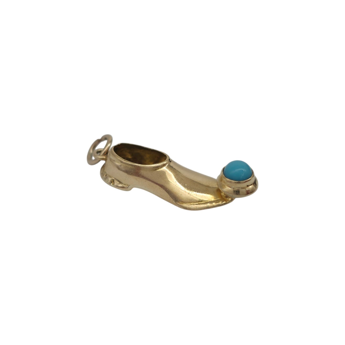 18ct Yellow Gold & Turquoise Pointed Shoe Charm L 2.2 cm 1.2 g.