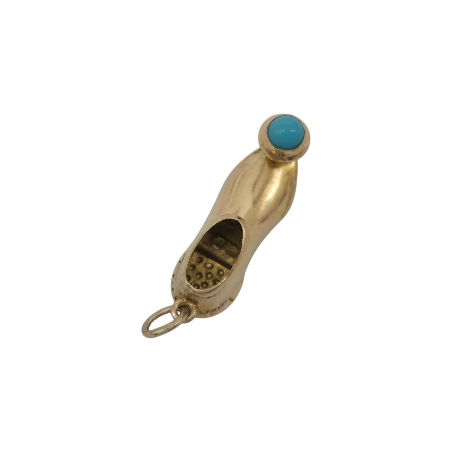 18ct Yellow Gold & Turquoise Pointed Shoe Charm L 2.2 cm 1.2 g.