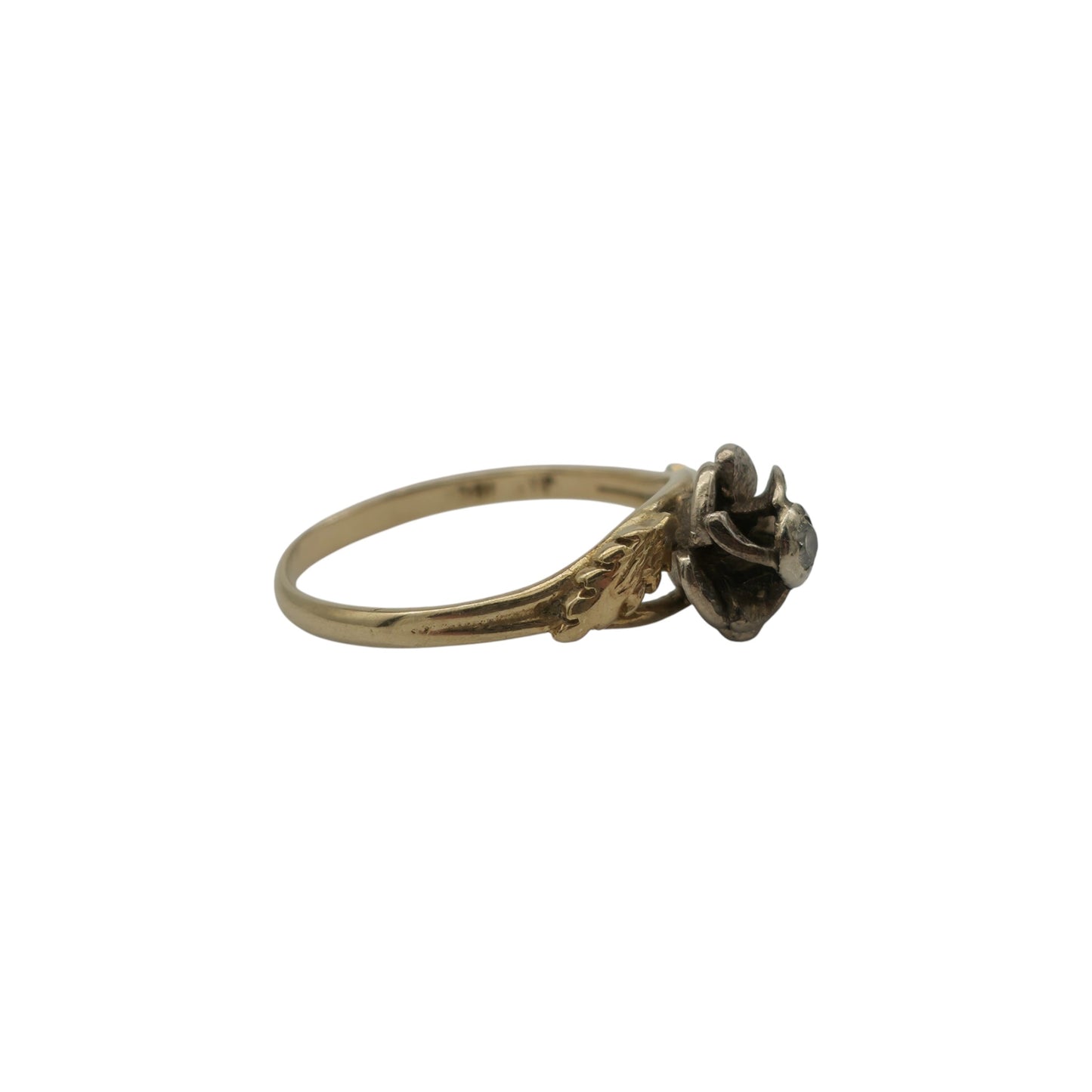 Antique 18ct Yellow Gold Diamond Ring c.1920 Size L 1/2 2.7 g.
