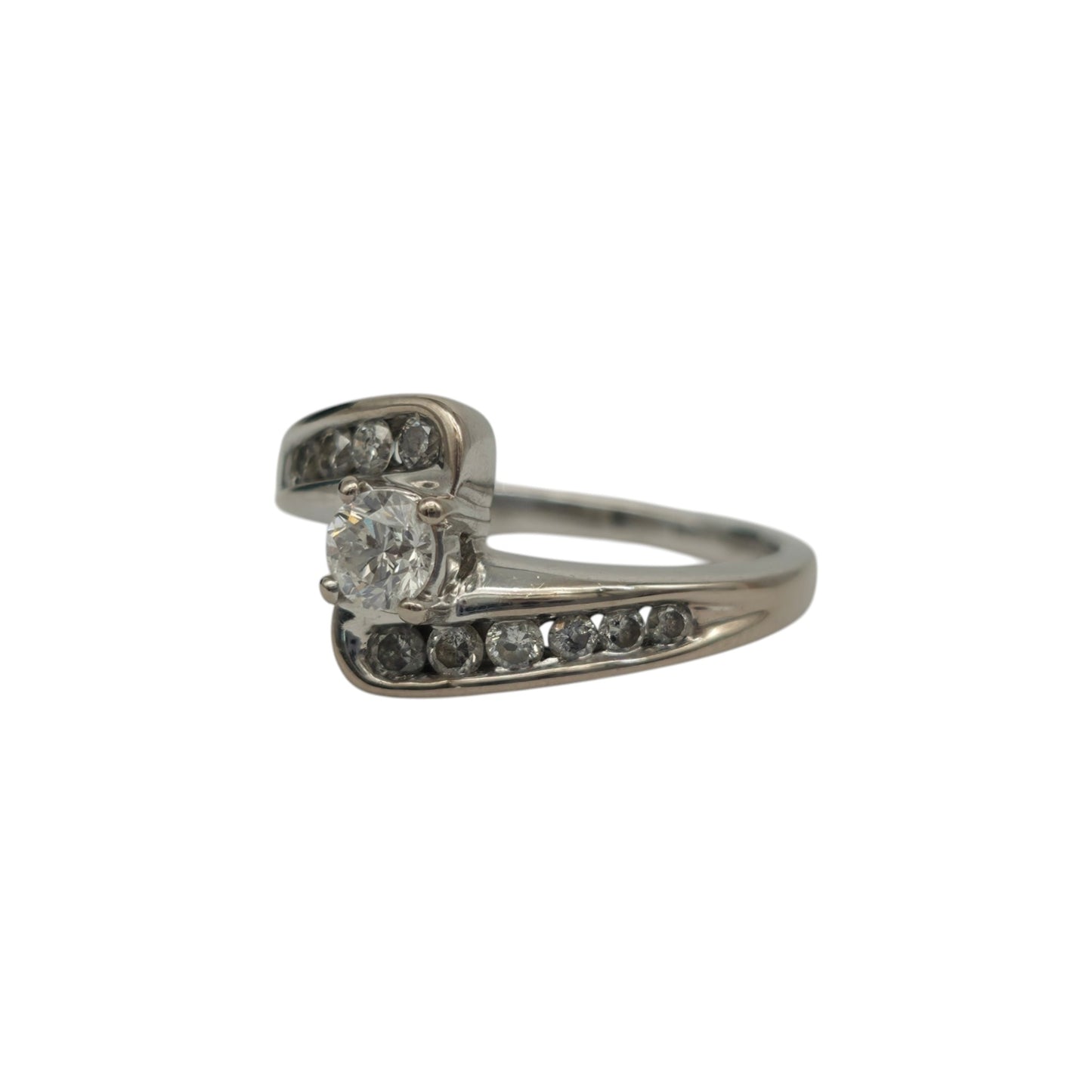 18K 750WG ダイヤモンド クロスオーバーリング 0.50CT サイズI 4.1g