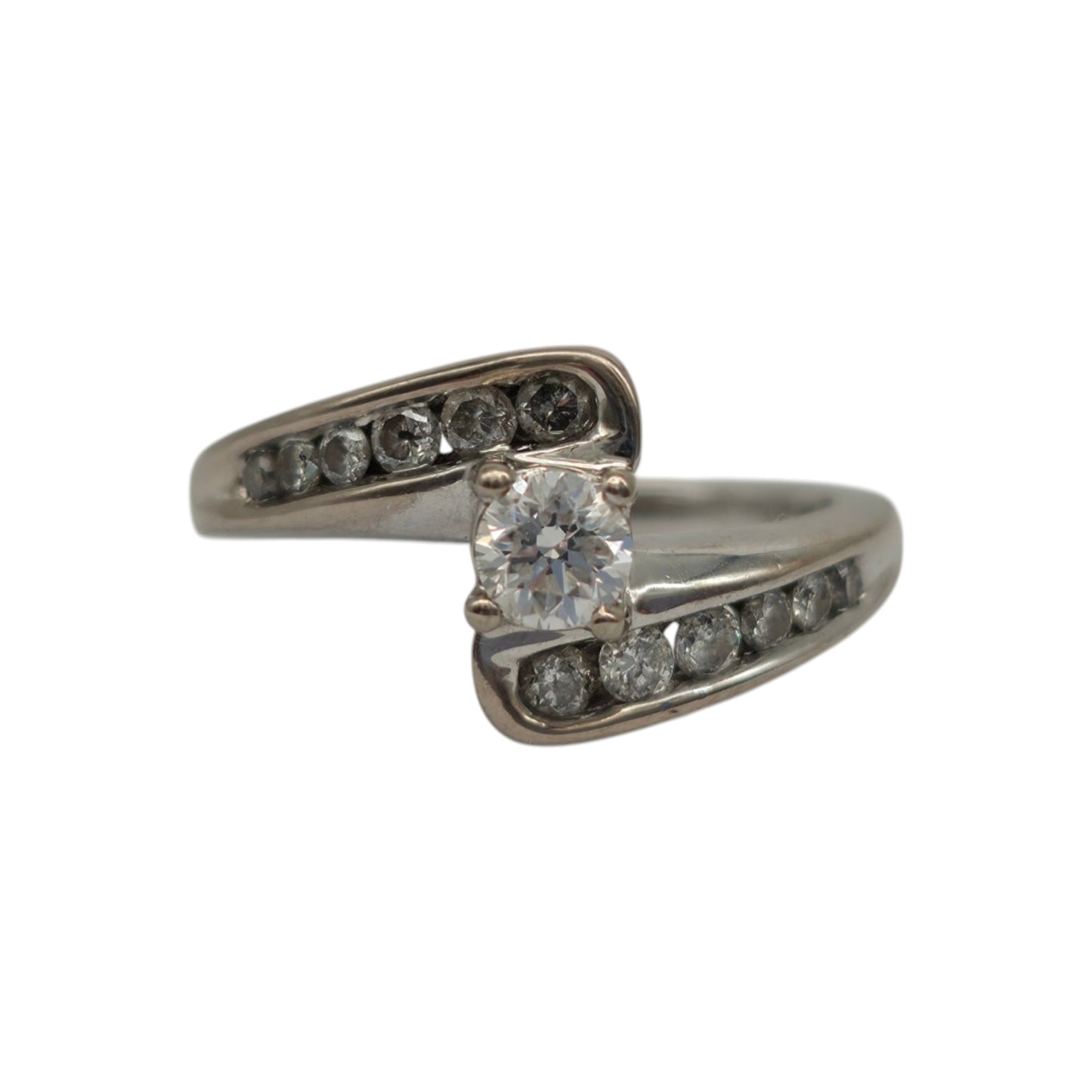 18K 750WG ダイヤモンド クロスオーバーリング 0.50CT サイズI 4.1g