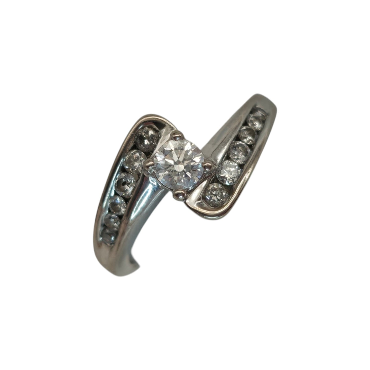 18K 750WG ダイヤモンド クロスオーバーリング 0.50CT サイズI 4.1g