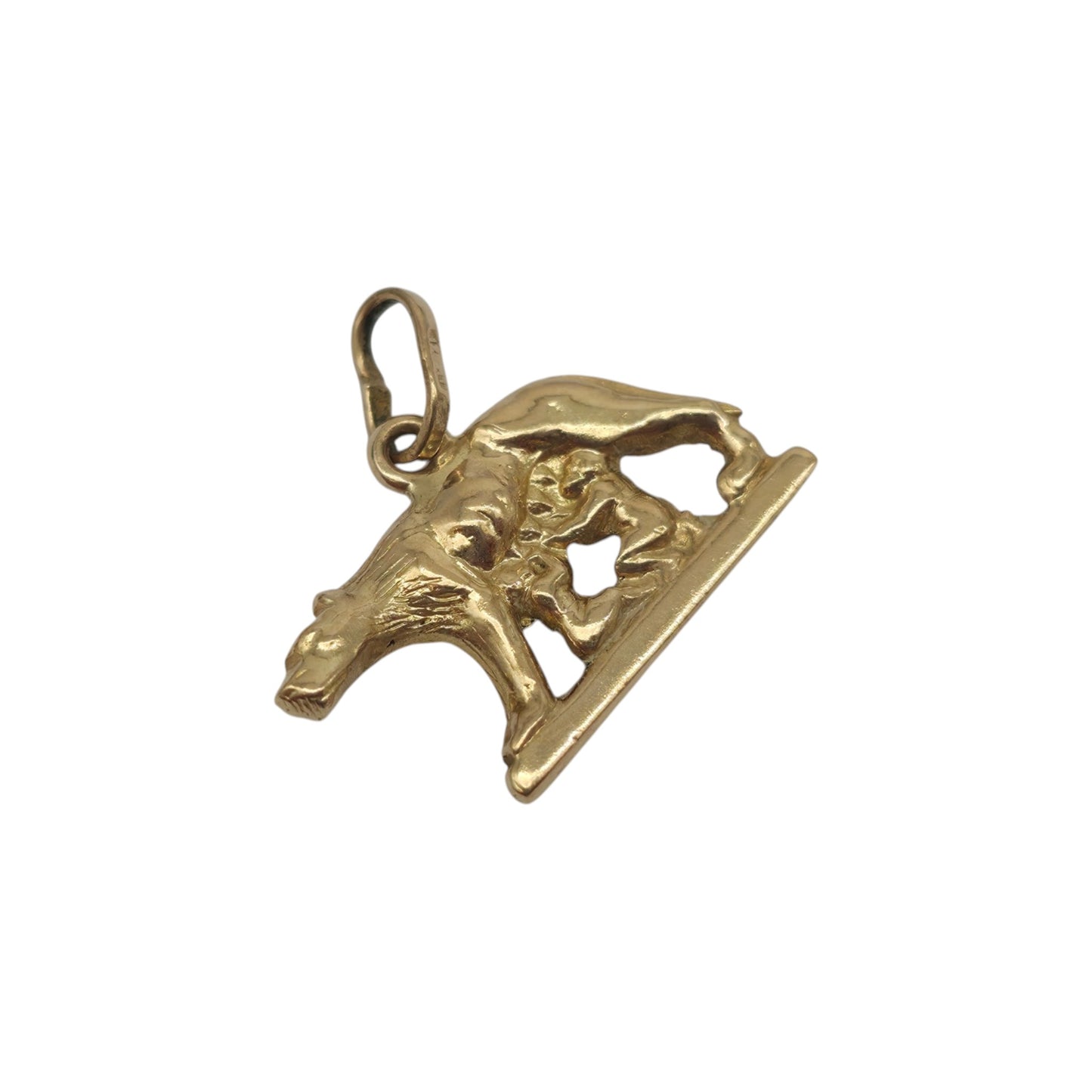 18ct Yellow Gold Romulus And Remus Charm L 1.6 cm 0.8 g.